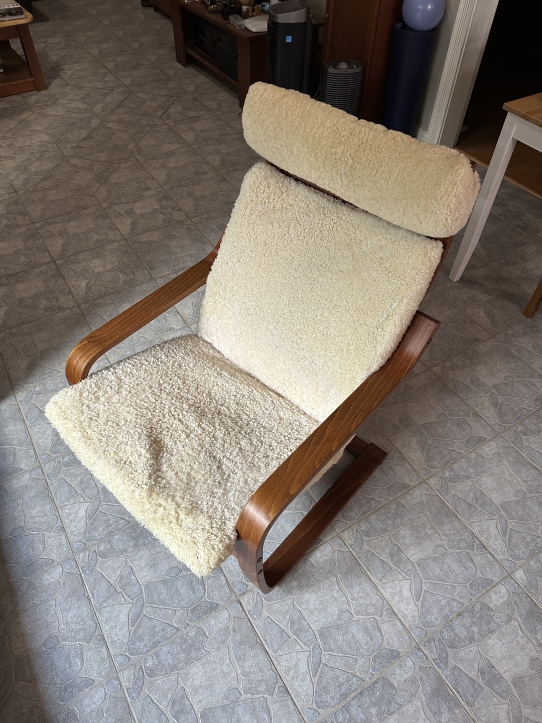 Vintage IKEA Scandinavian-Style Poang sheepskin cover chair