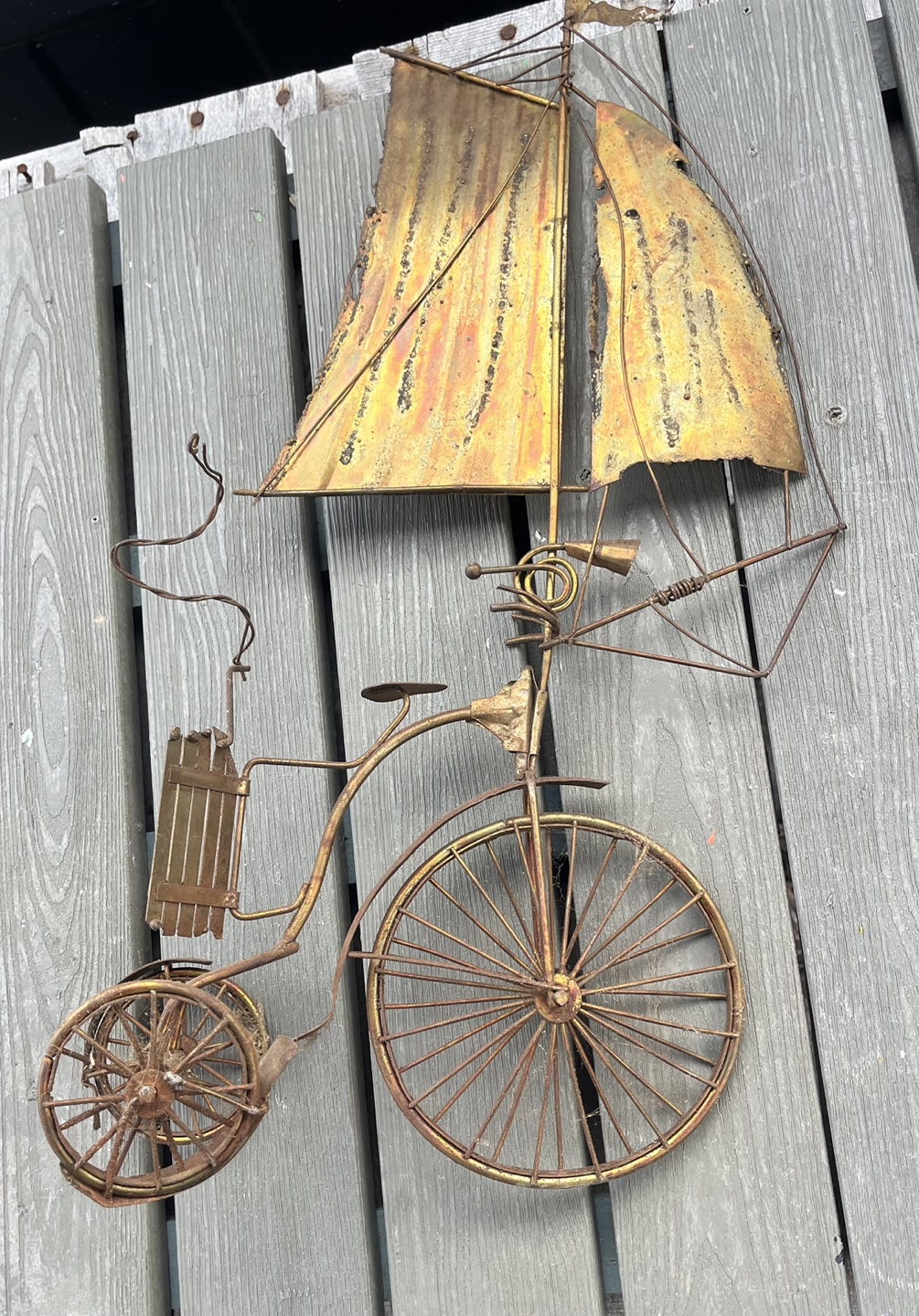 Vintage Wire Sculpture - Bicycle with Sail - photo 2