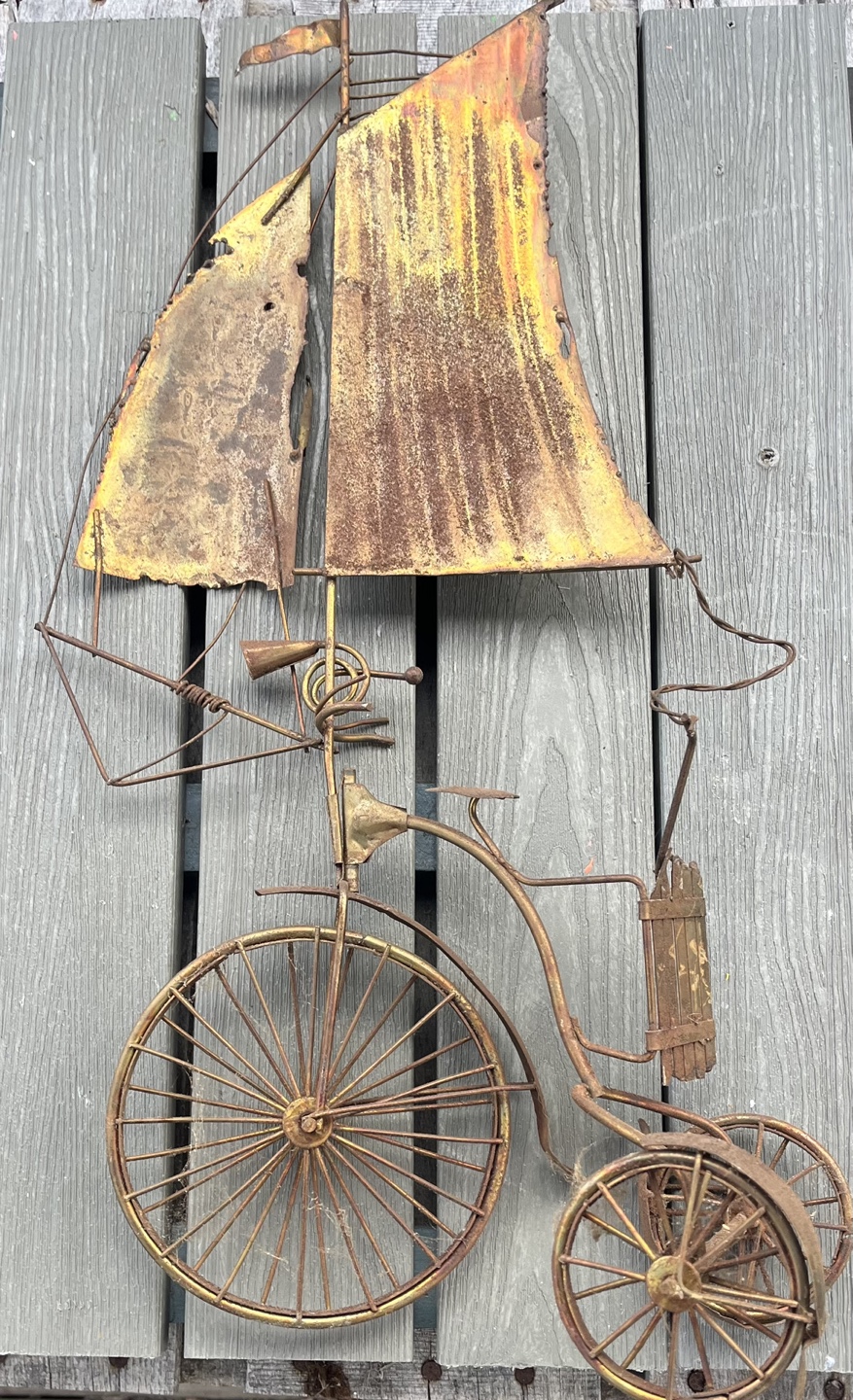 Vintage Wire Sculpture - Bicycle with Sail