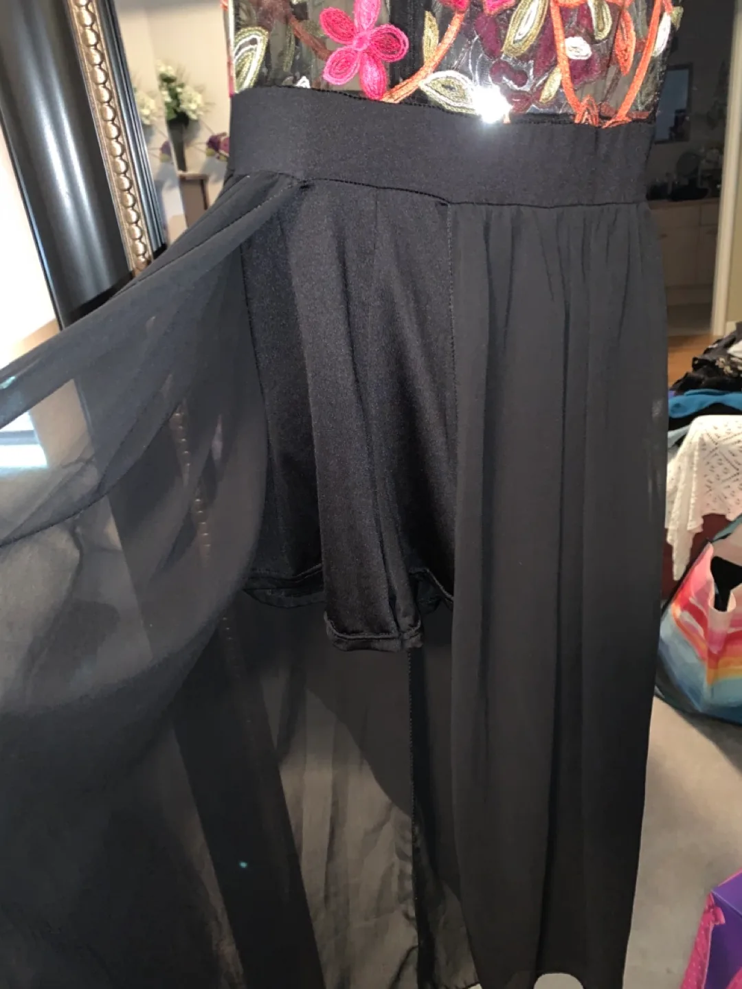 Black Floral Embroidered Midi Dress image indicator(2)