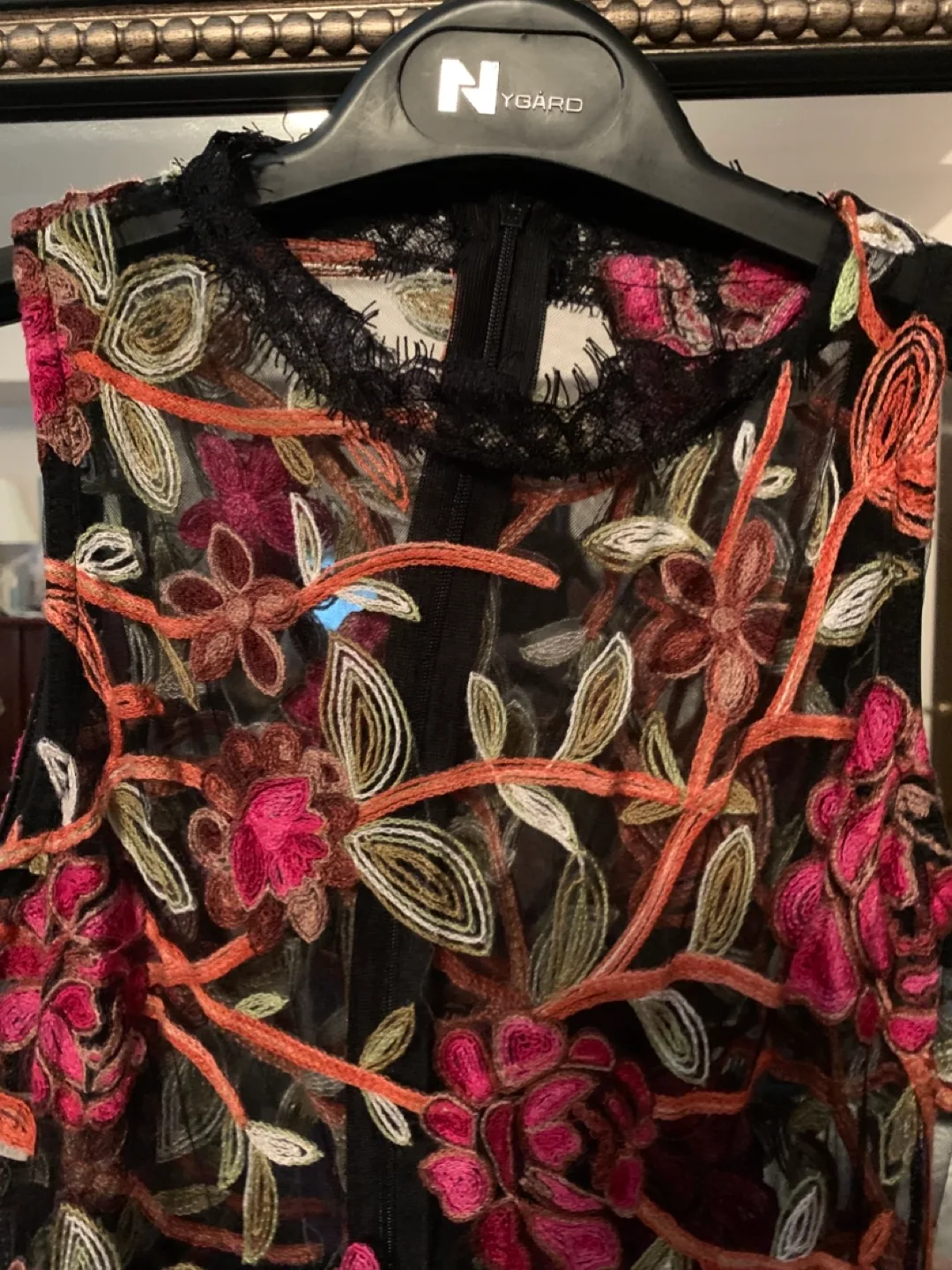 Black Floral Embroidered Midi Dress image indicator(3)