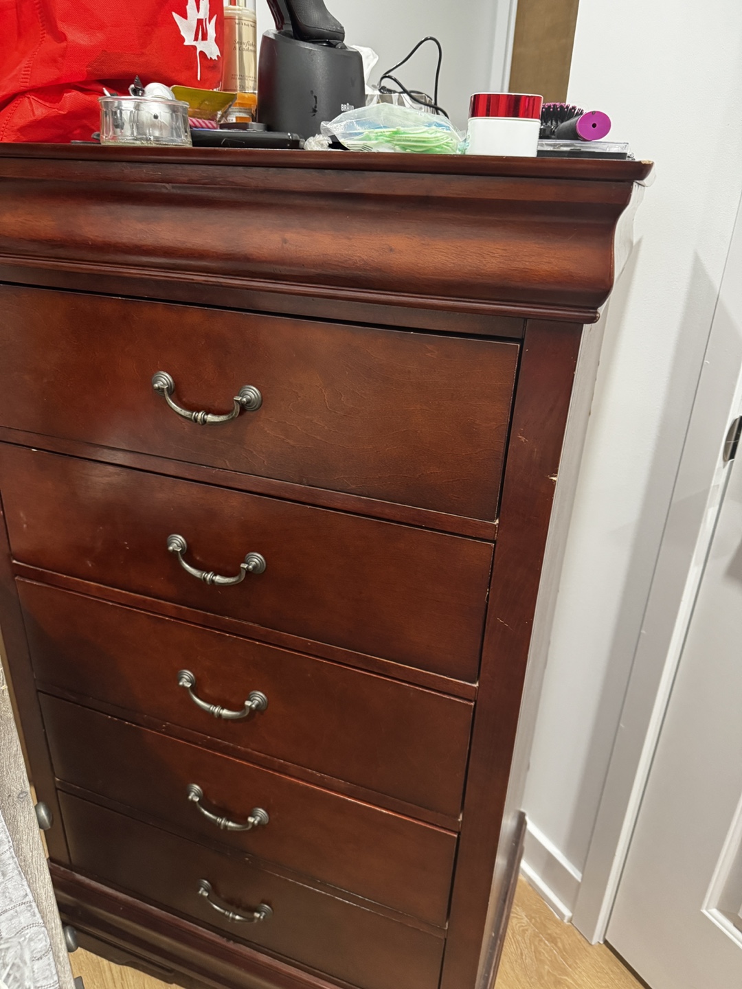 Dark Brown Wooden 5-Drawer Chest