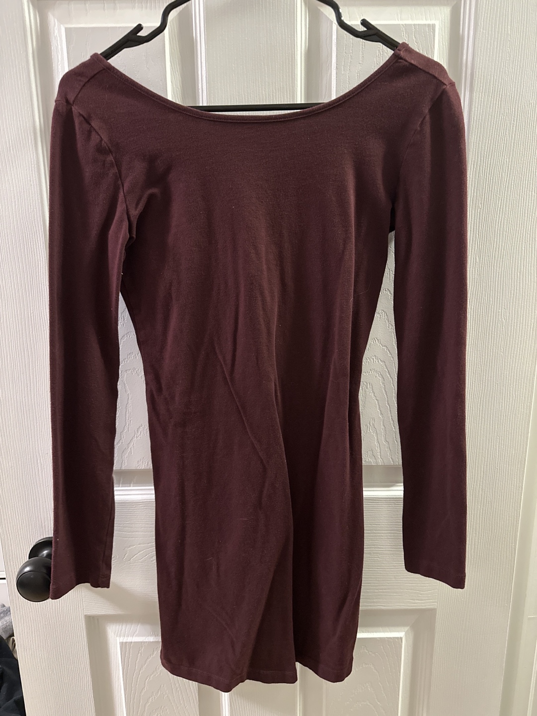 Burgundy Long Sleeve Mini Dress