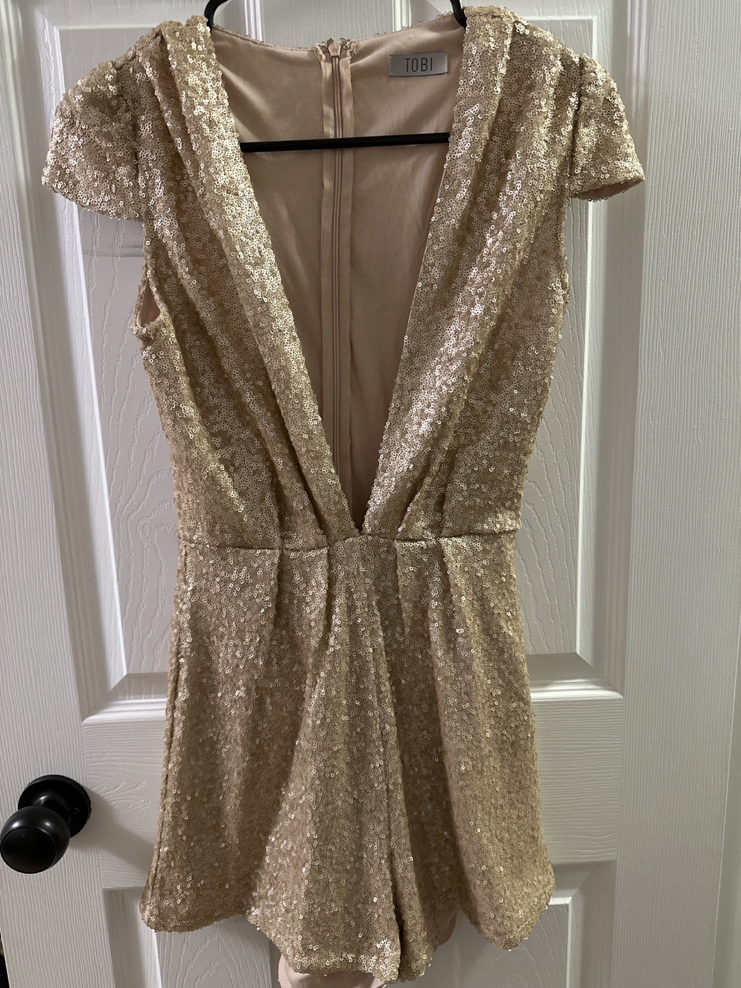 TOBI Gold Sequin Romper