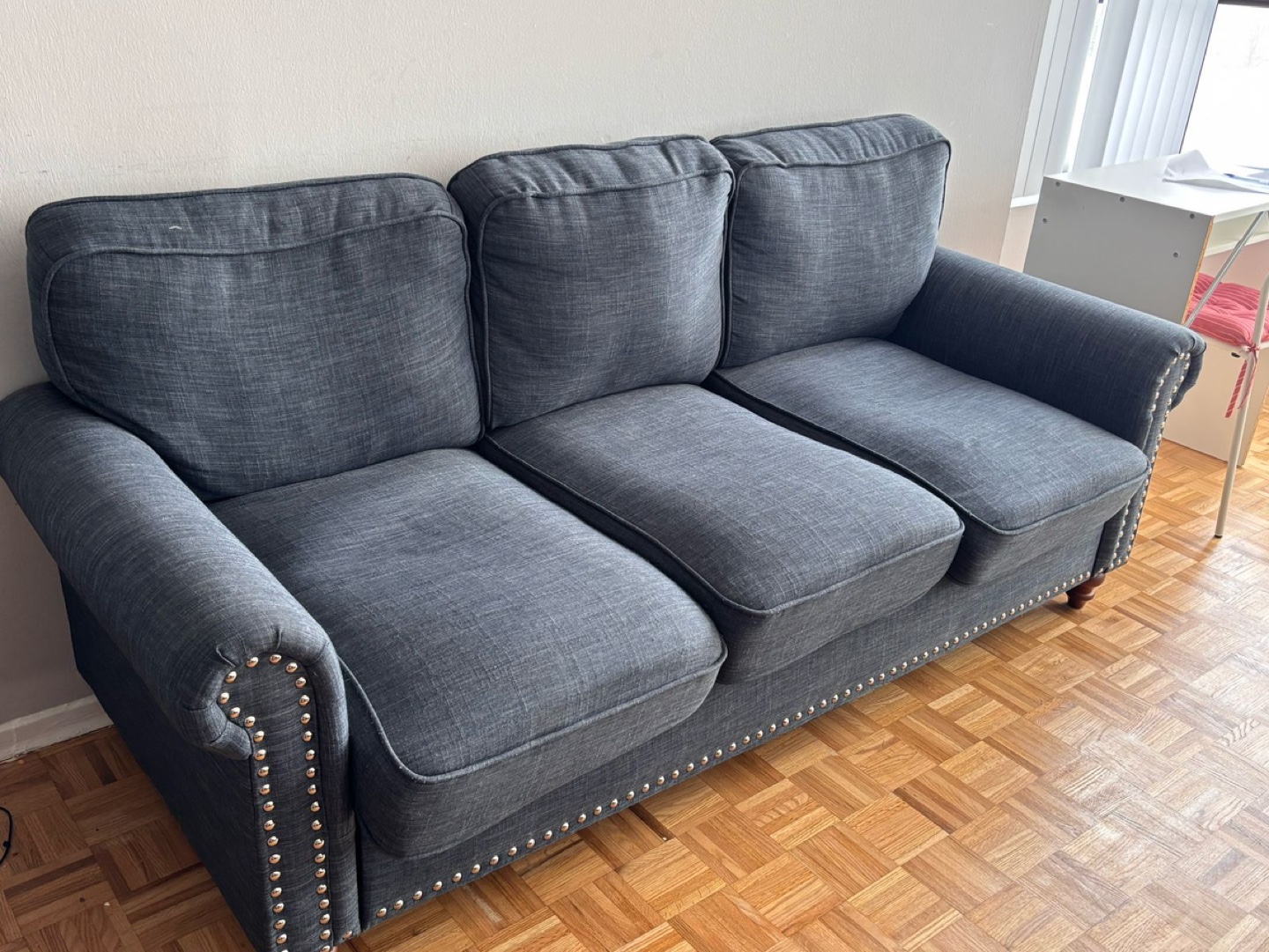 Grey Fabric Sofa with Nailhead Trim wayfair brand - photo 3