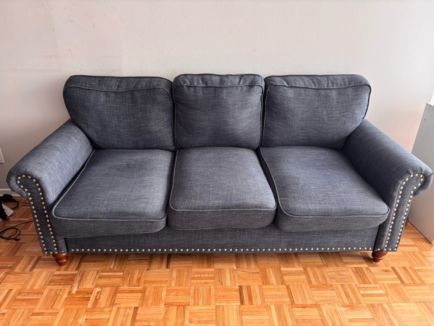 Grey Fabric Sofa with Nailhead Trim wayfair brand - photo 2