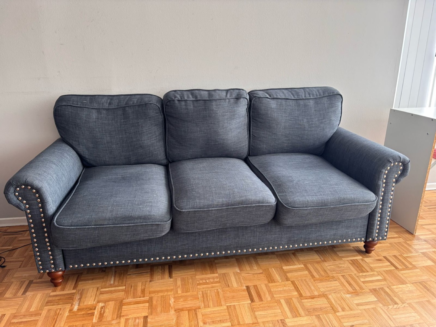 Grey Fabric Sofa with Nailhead Trim wayfair brand