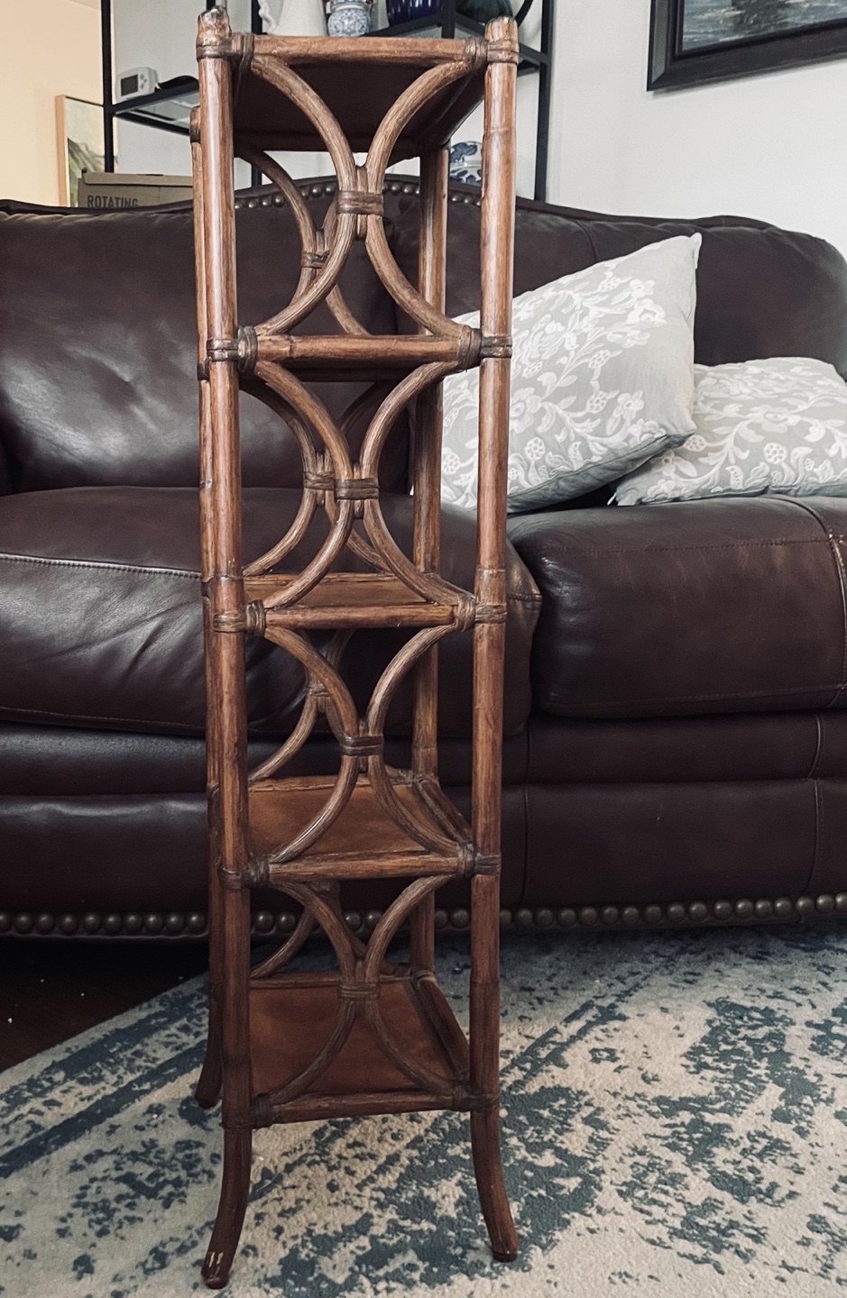 Vintage Four-Shelf Rattan Plant Stand - photo 3