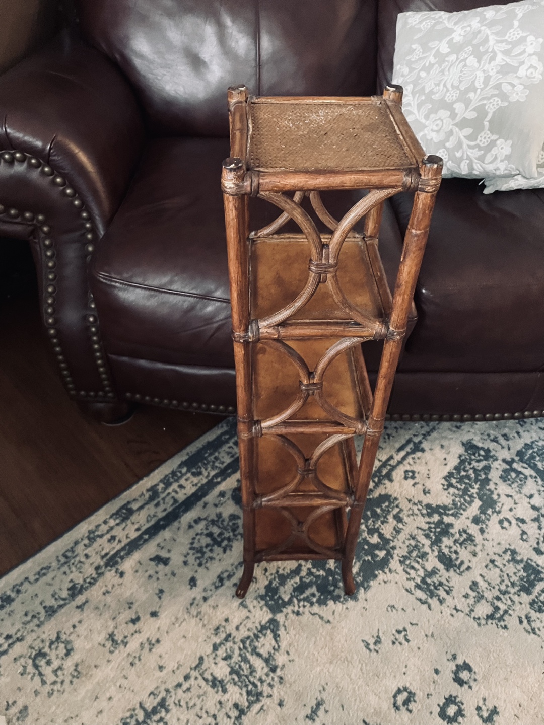 Vintage Four-Shelf Rattan Plant Stand - photo 2