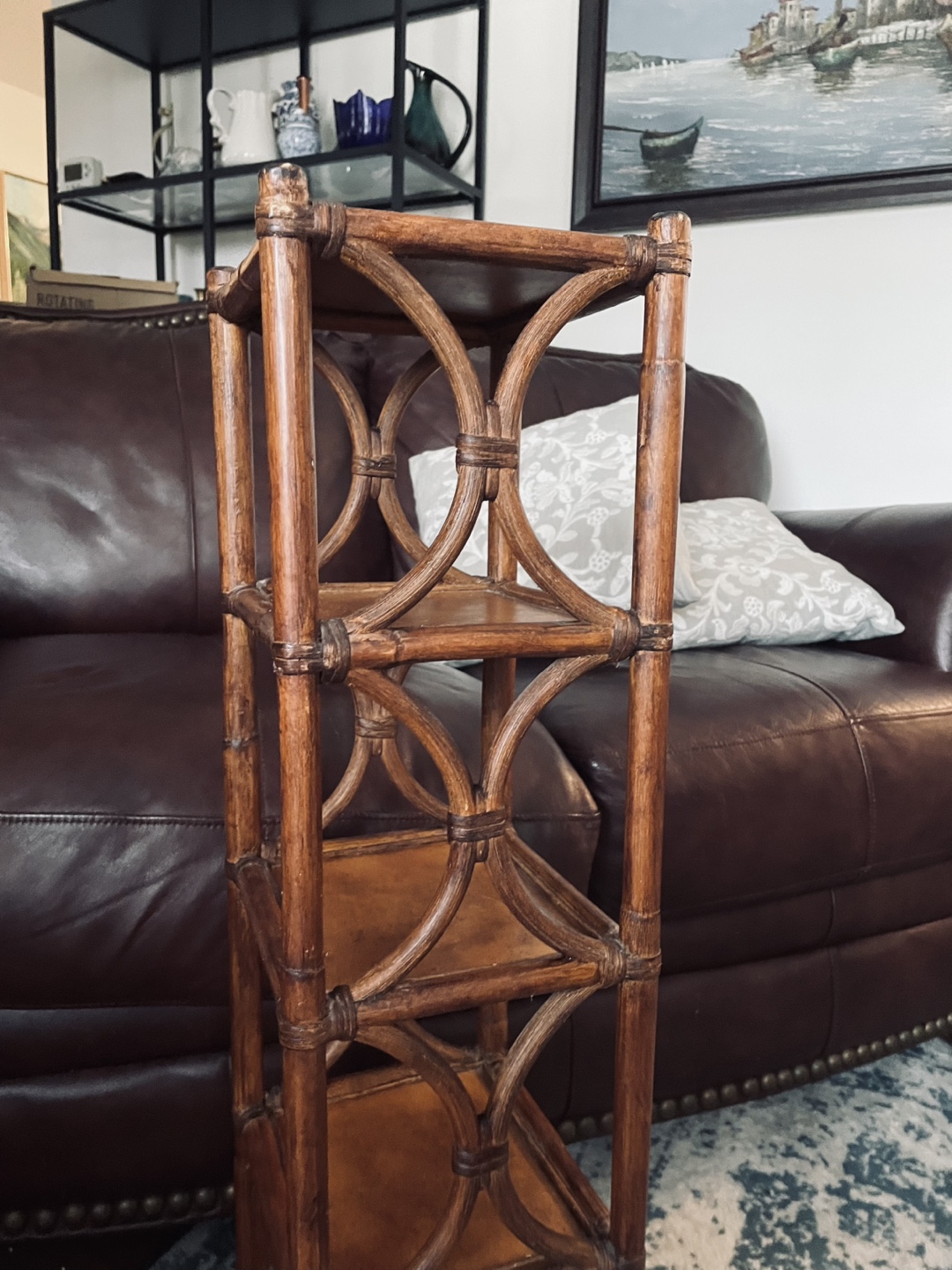 Vintage Four-Shelf Rattan Plant Stand - photo 4