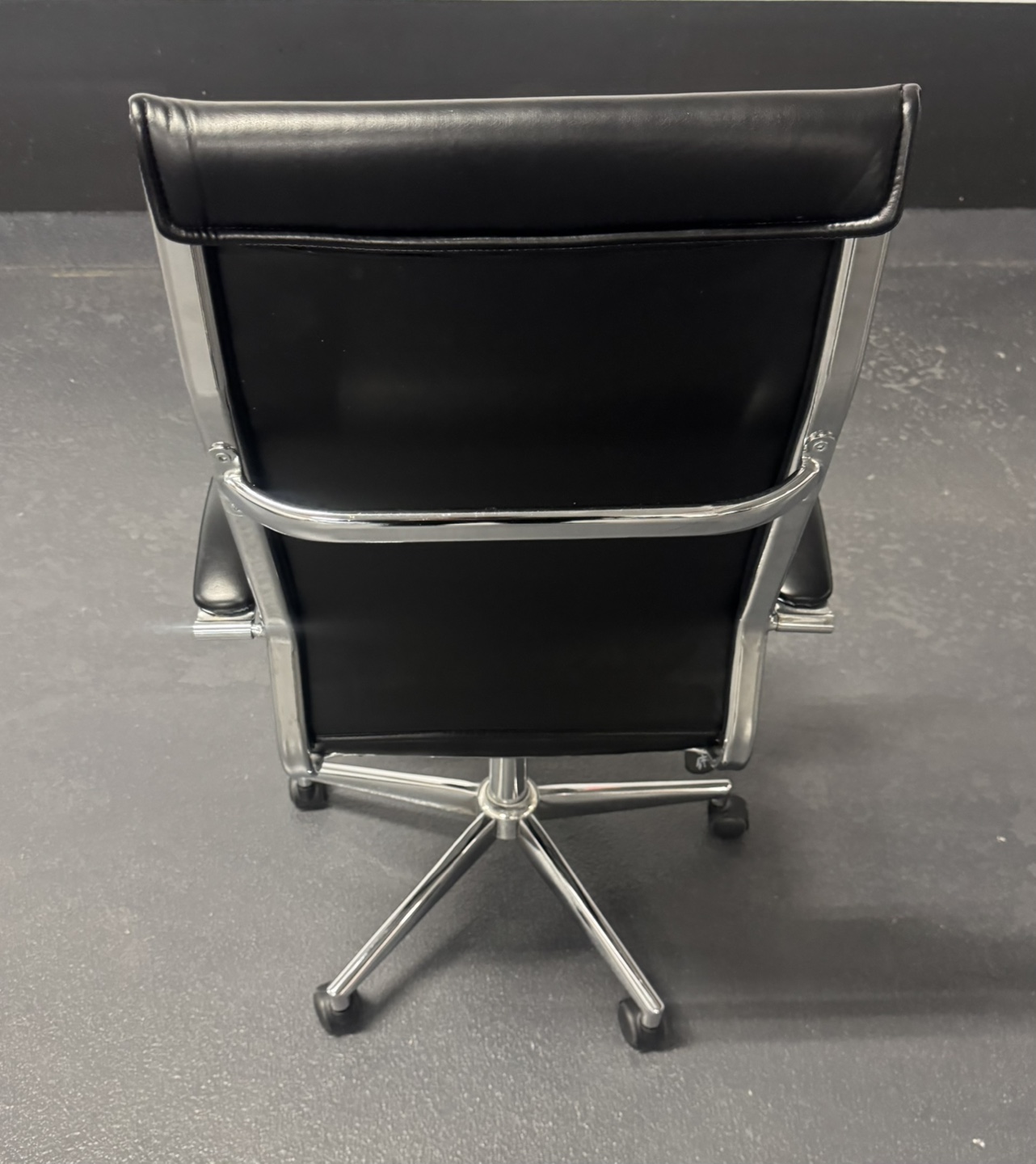 Black Leather Office Chair with Chrome Base - photo 3