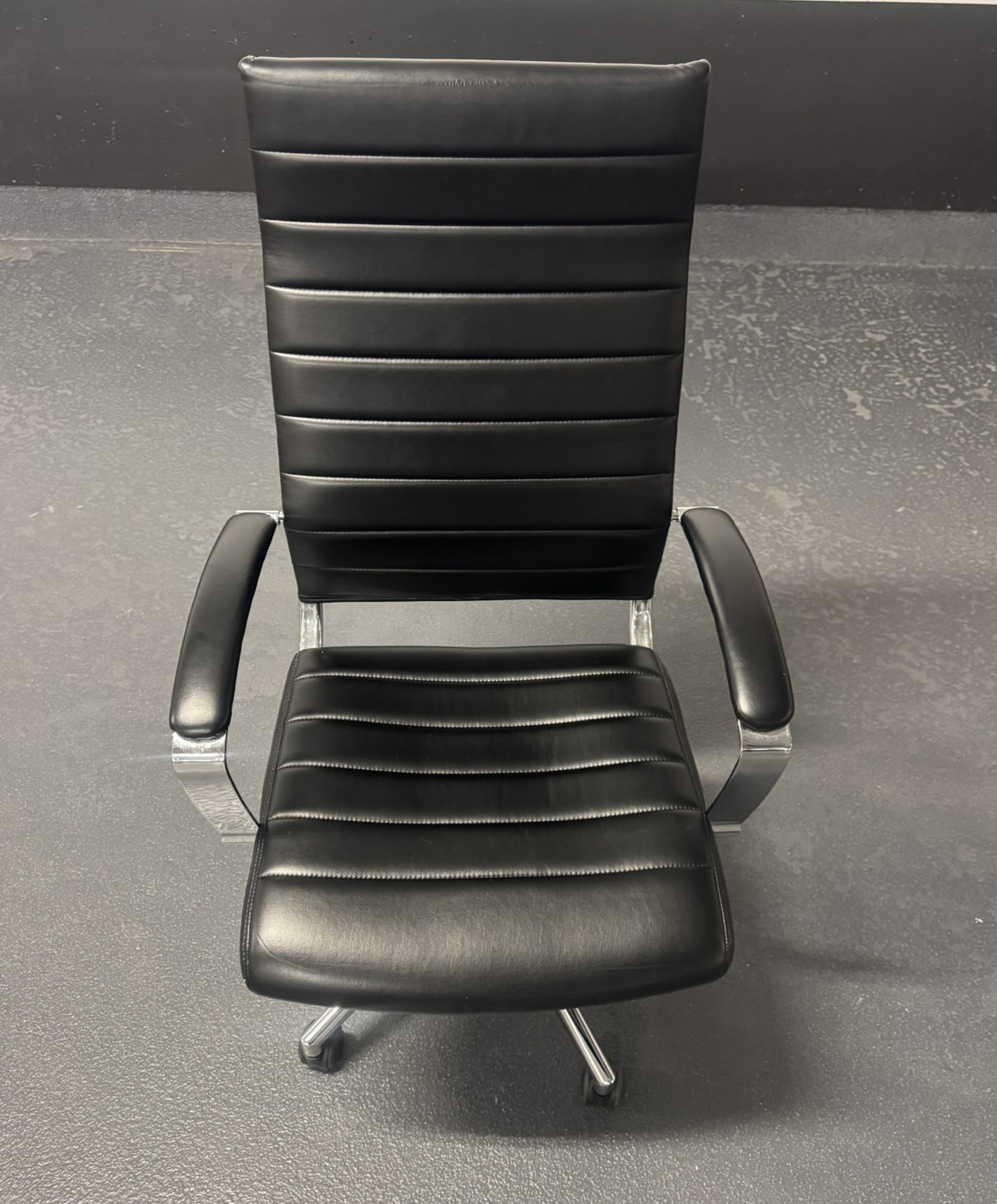 Black Leather Office Chair with Chrome Base