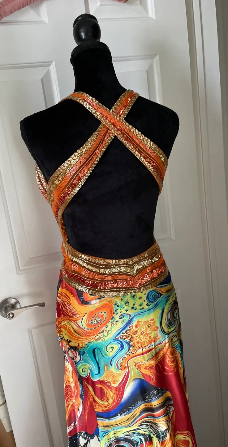 Stunning silk & Beaded colourful Long dress image indicator(4)