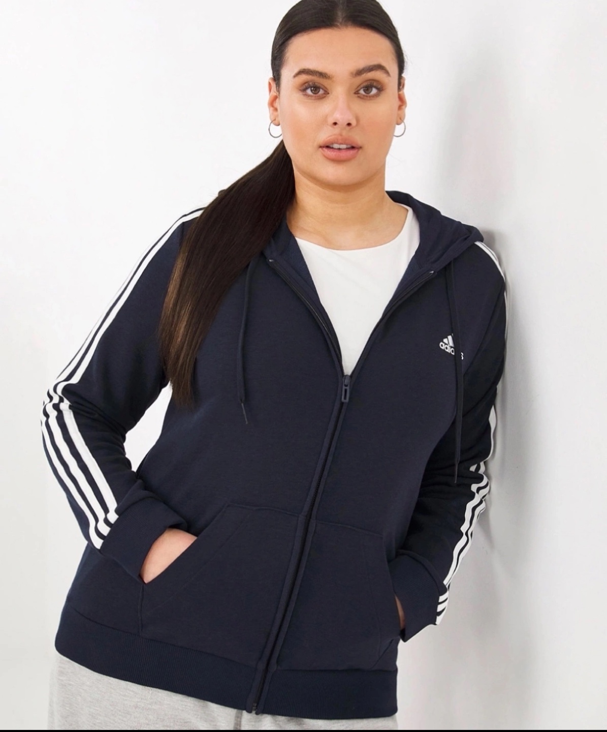Adidas Women's Navy Blue Zip-Up Hoodie and Track Pants Set - photo 2