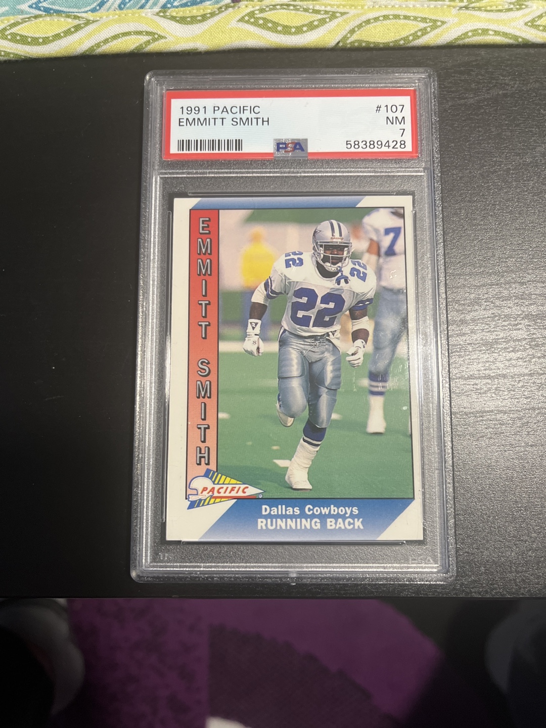 1991 Pacific Emmitt Smith #107 Rookie Card PSA Graded NM7