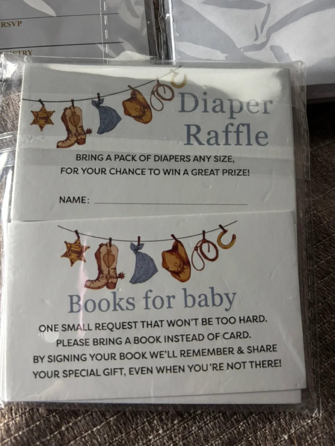 Baby Shower Invitations & Raffle Cards - Cowboy Theme image indicator(2)