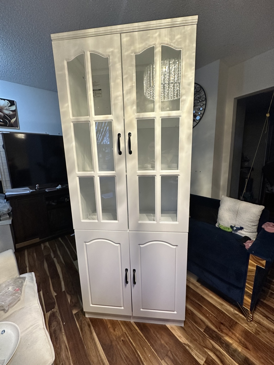 White 5-Shelf Bookcase with Glass Doors - photo 3