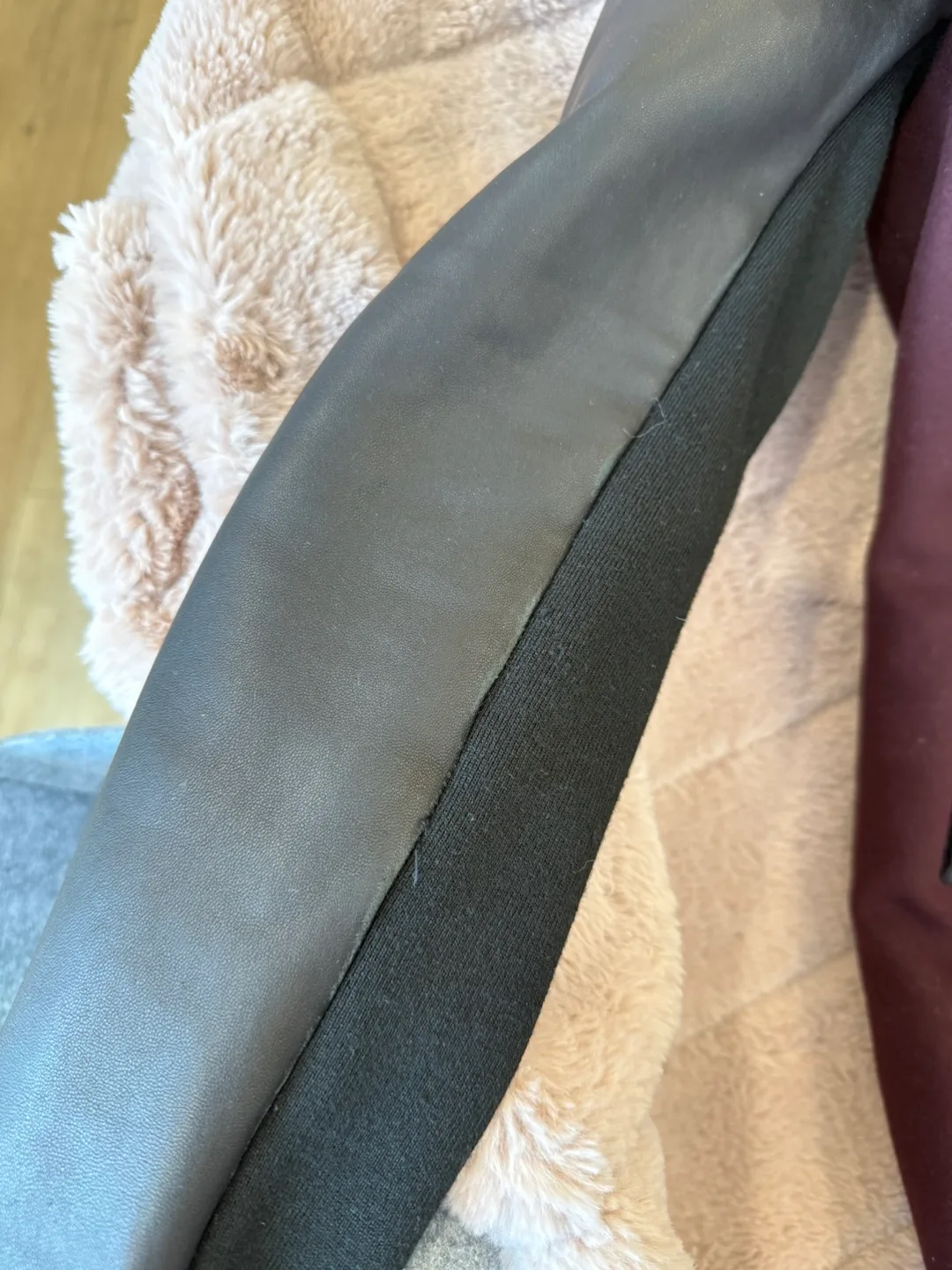 Mackage Women's Burgundy Hooded Jacket with Leather Sleeves image indicator(2)