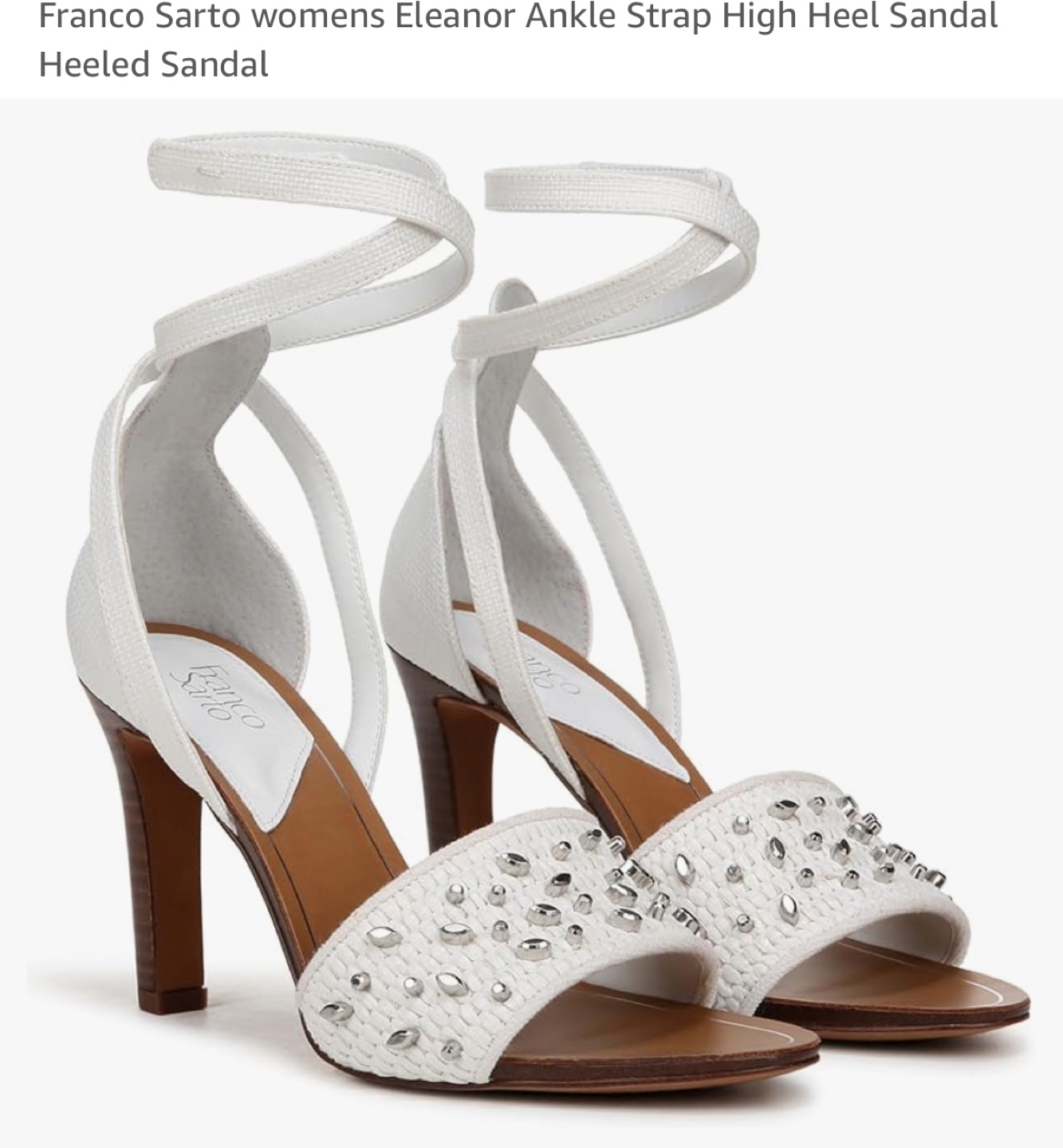 Franco Sarto Eleanor White Ankle Strap High Heel Sandals