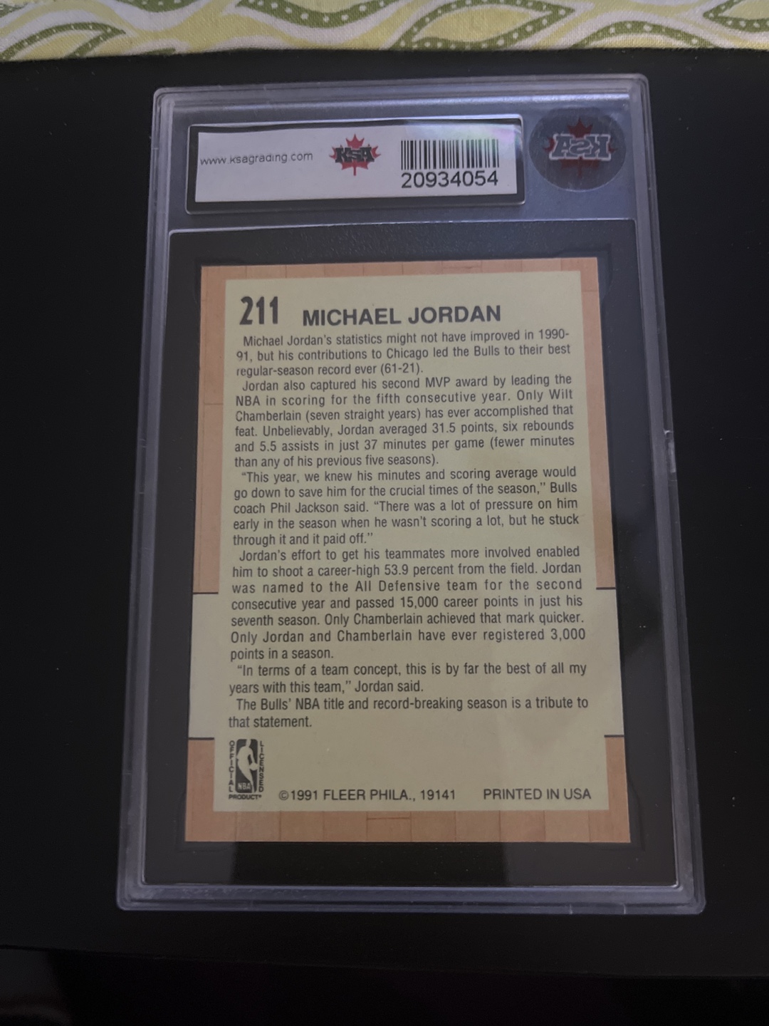 1991-92 Fleer Michael Jordan #211 All-Star Card - PSA 8 NM/MT - photo 2