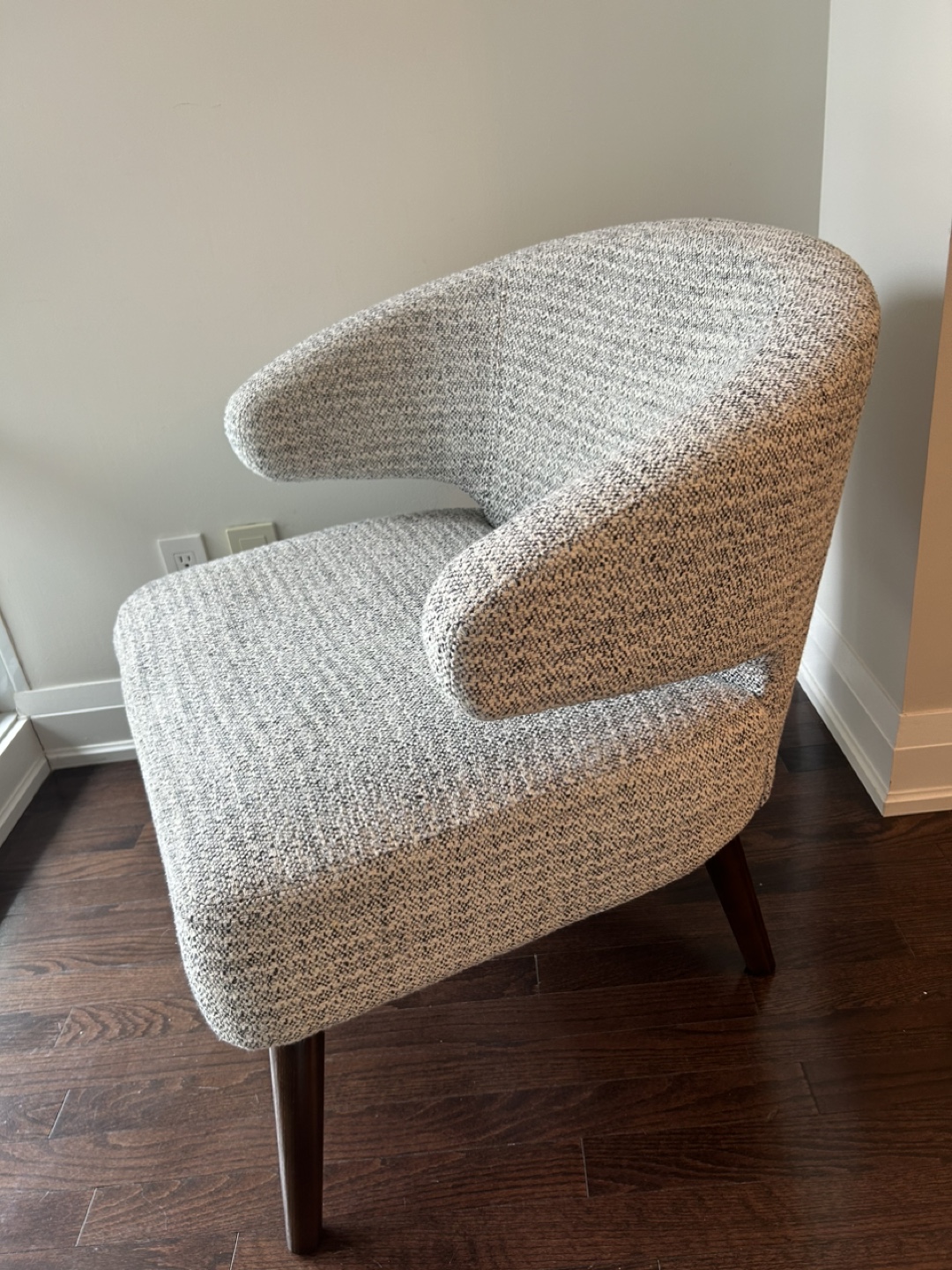 Modern Accent Chair, Grey Fabric, Dark Wood Legs - photo 2