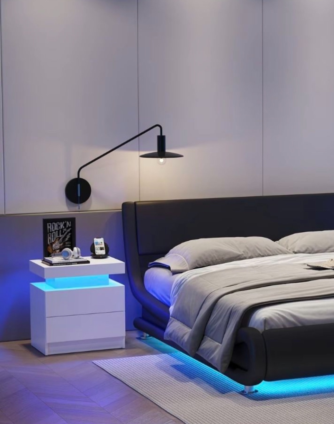 White LED Nightstand with Two Drawers - photo 4