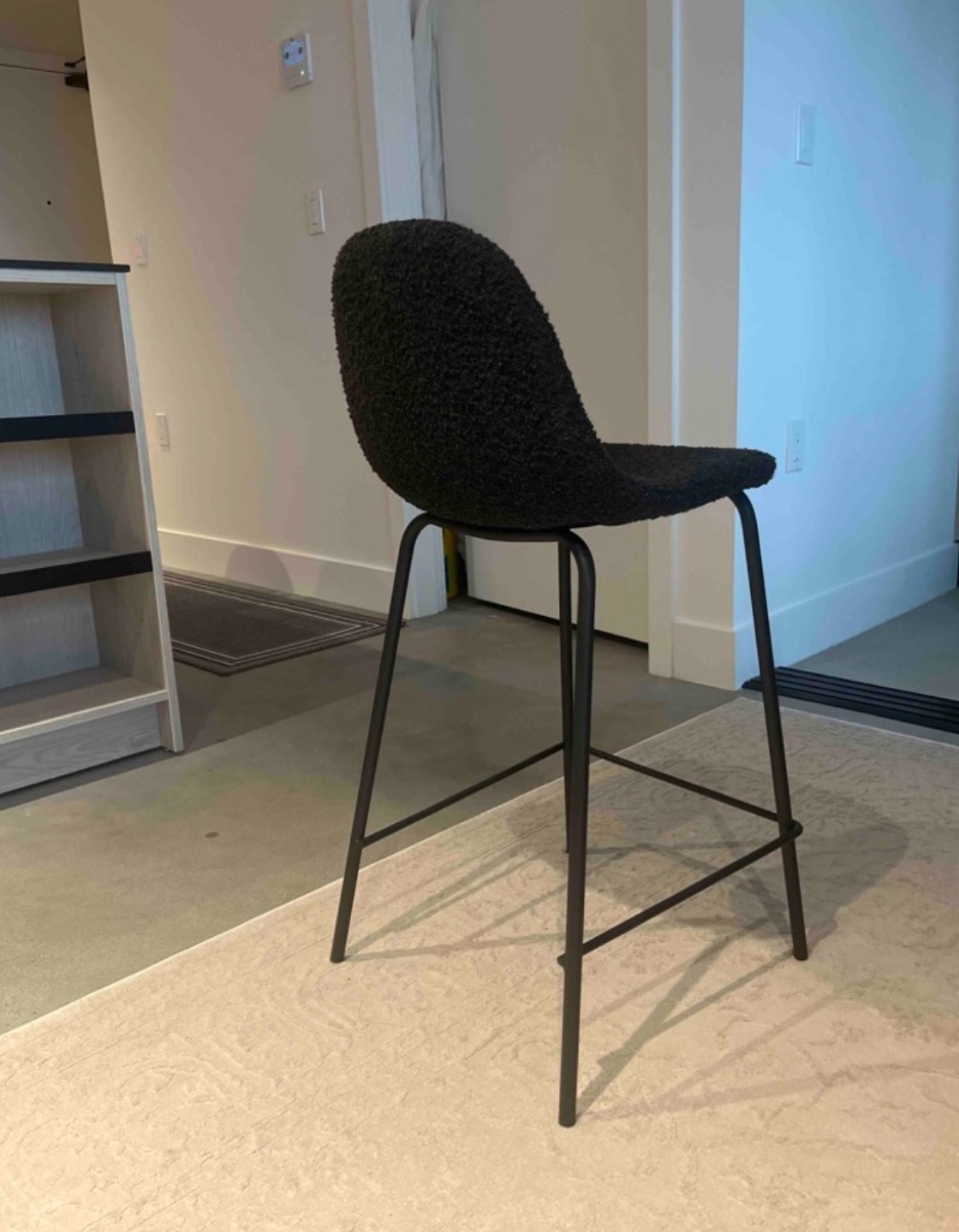 Pair of Black Boucle Counter Stools