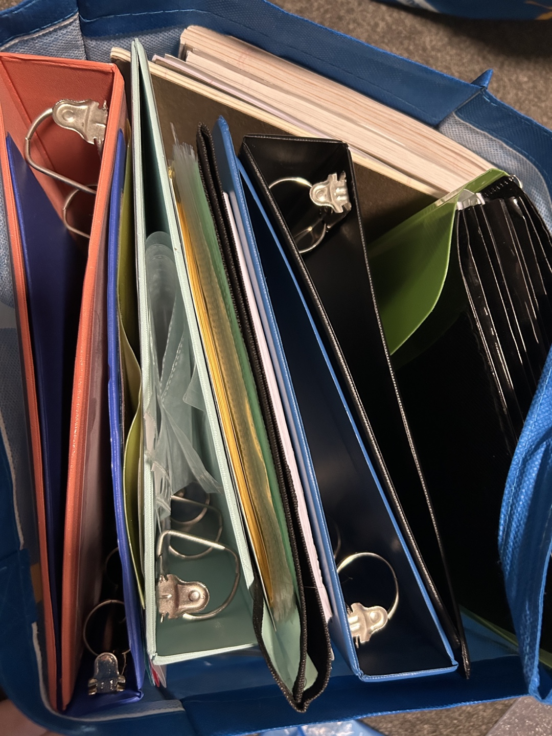 Lot of Binders and notebooks and paper