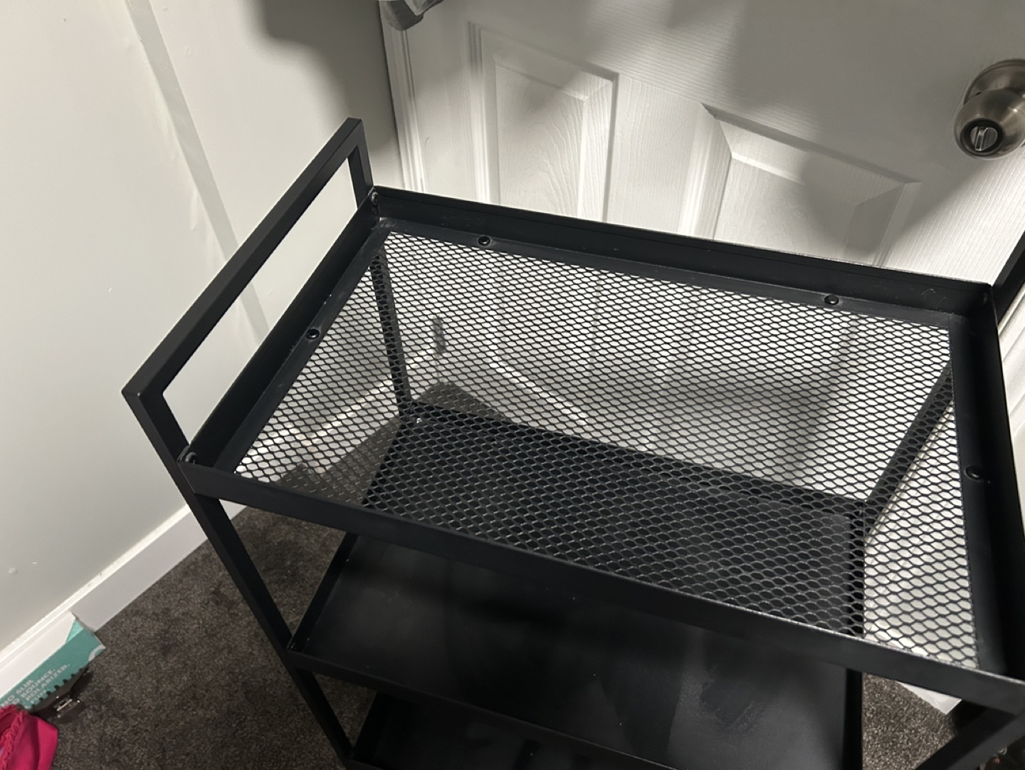 Black Metal Rolling Cart with Three Shelves - photo 2
