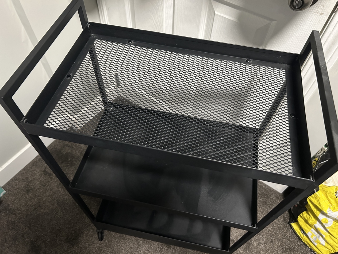 Black Metal Rolling Cart with Three Shelves - photo 3