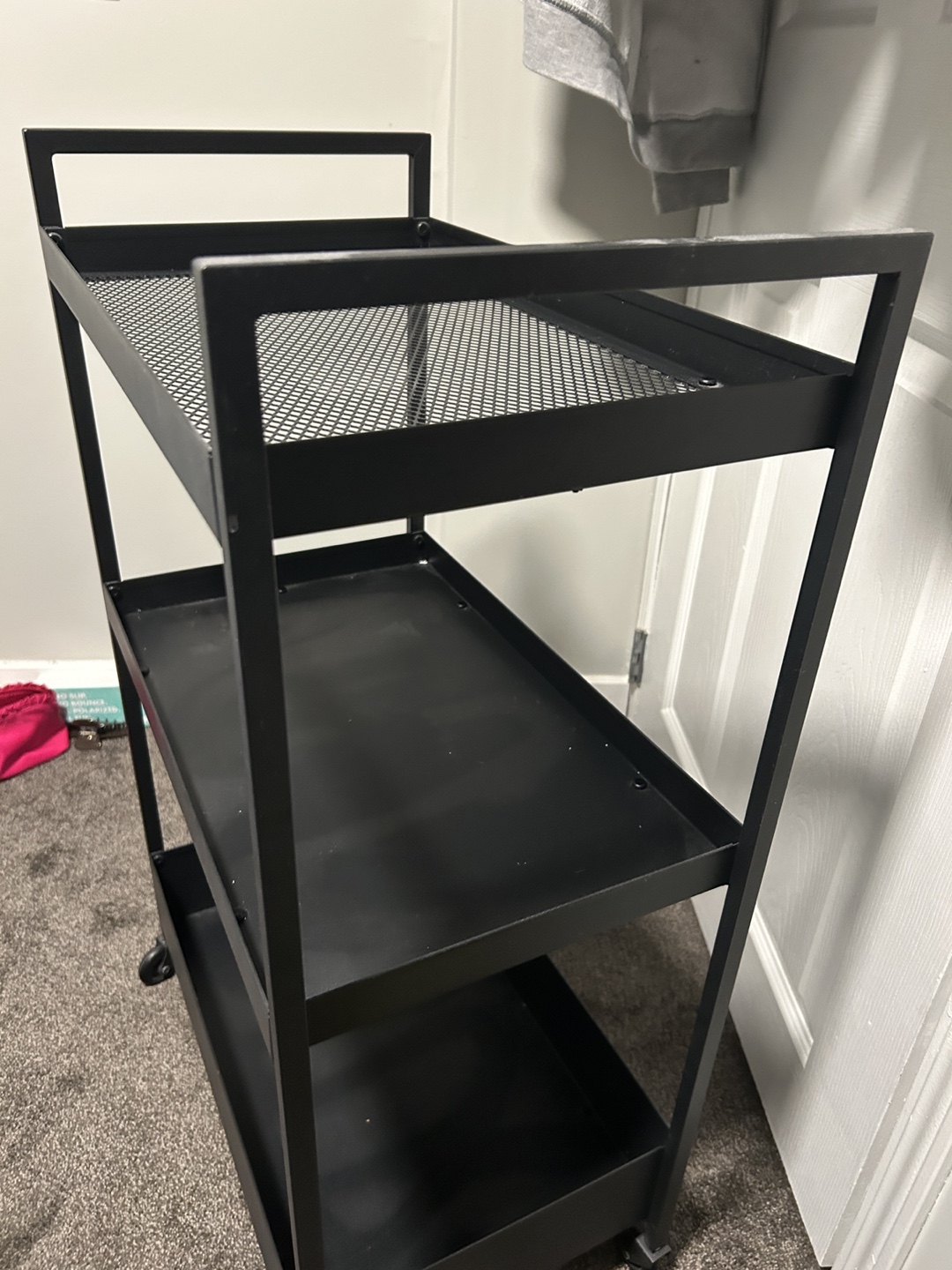 Black Metal Rolling Cart with Three Shelves - photo 4