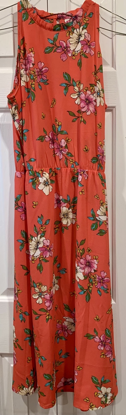 Beautiful Floral on Coral Midi Summer Dress (NWT)