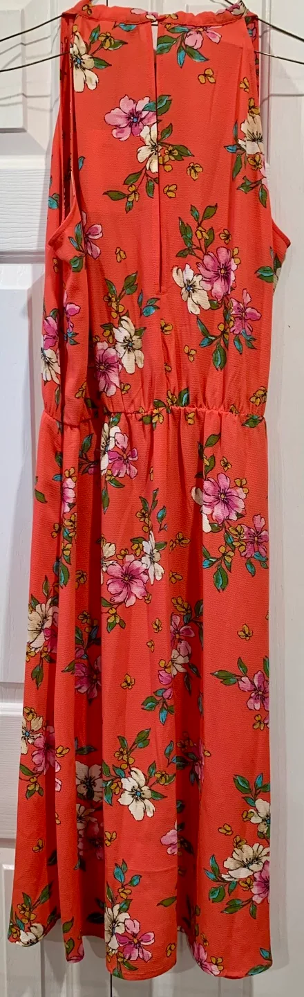 Beautiful Floral on Coral Midi Summer Dress (NWT) image indicator(2)