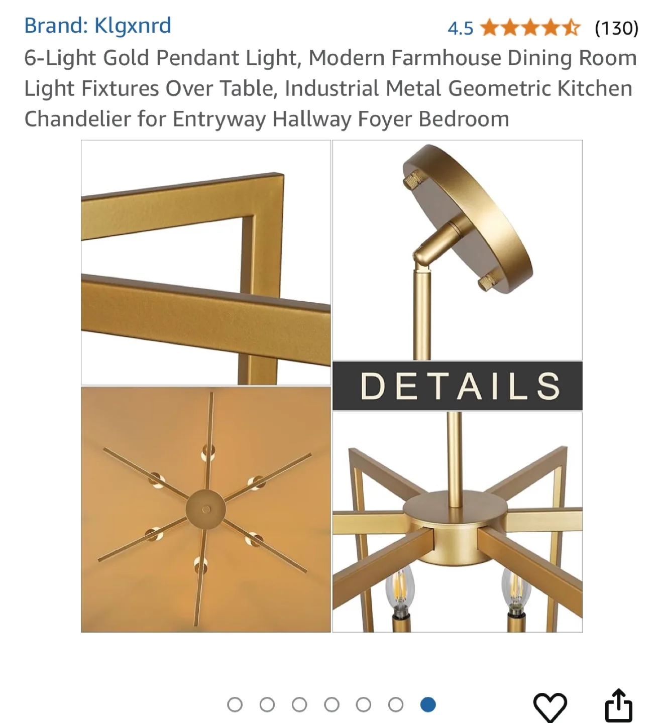 Klgnxrd 6-Light Gold Farmhouse Pendant Light image indicator(5)