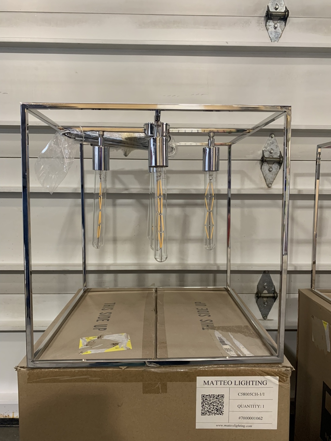 (2) Matteo Lighting Chrome Square Chandelier light fixtures - photo 3