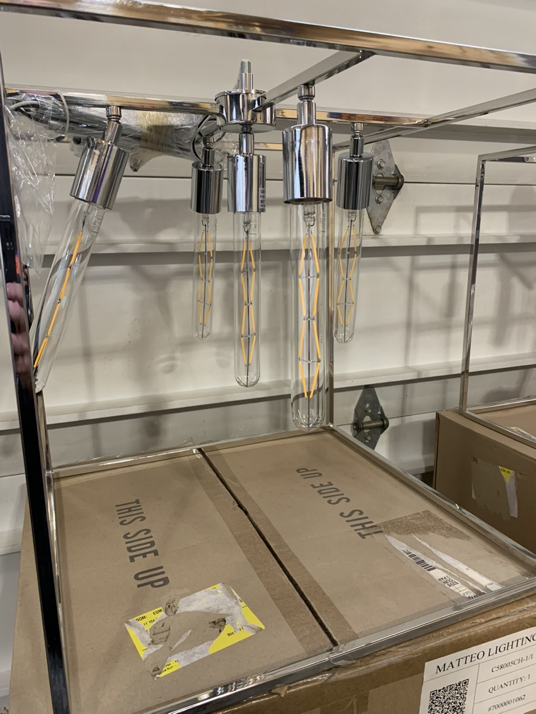 (2) Matteo Lighting Chrome Square Chandelier light fixtures - photo 2