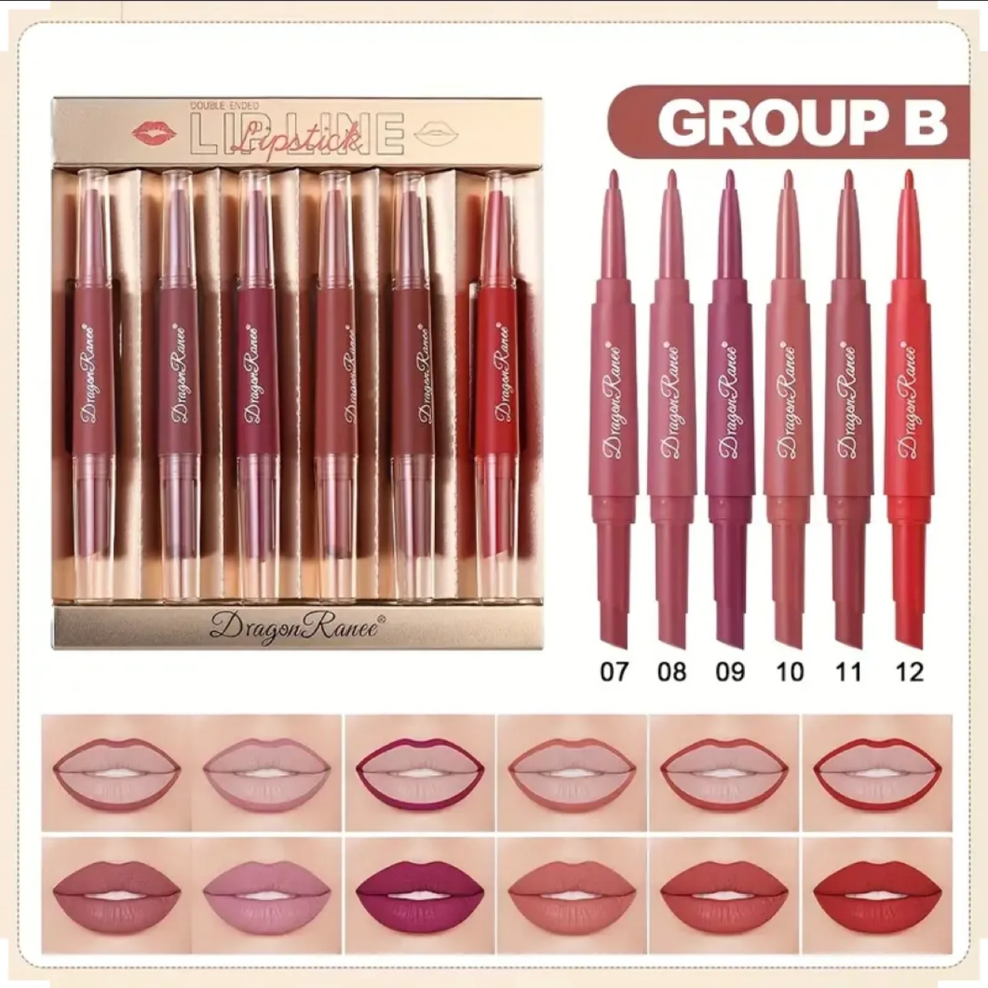 🆕 Matte Lip Liner and Lipstick Set x6 thumbnail