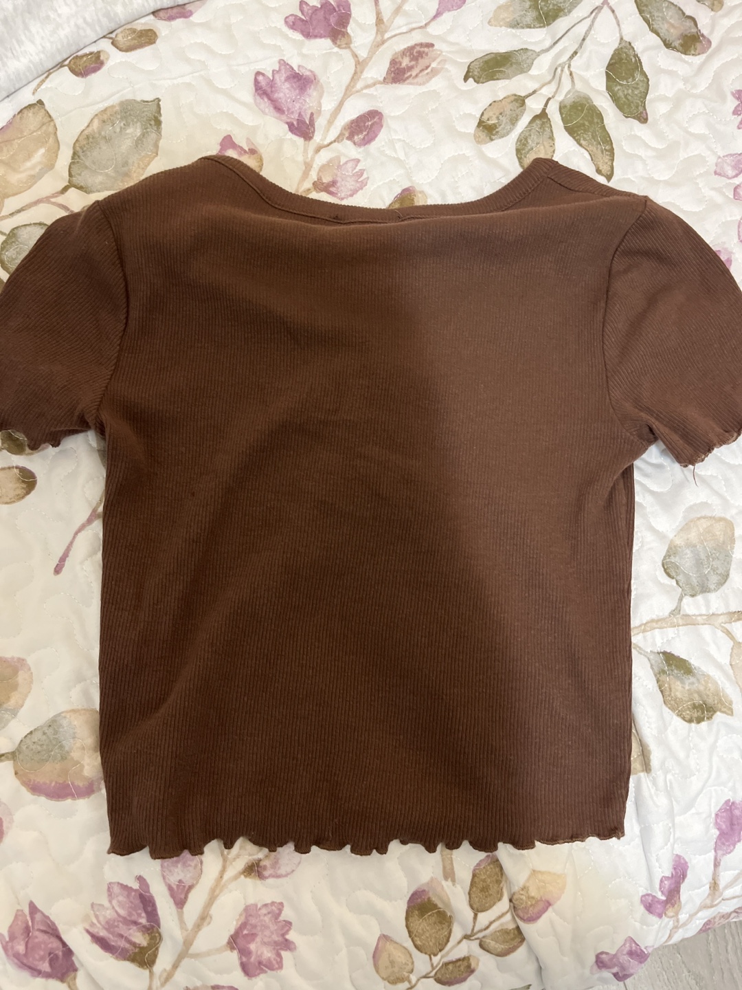 Brown Ribbed Crop Top - photo 2