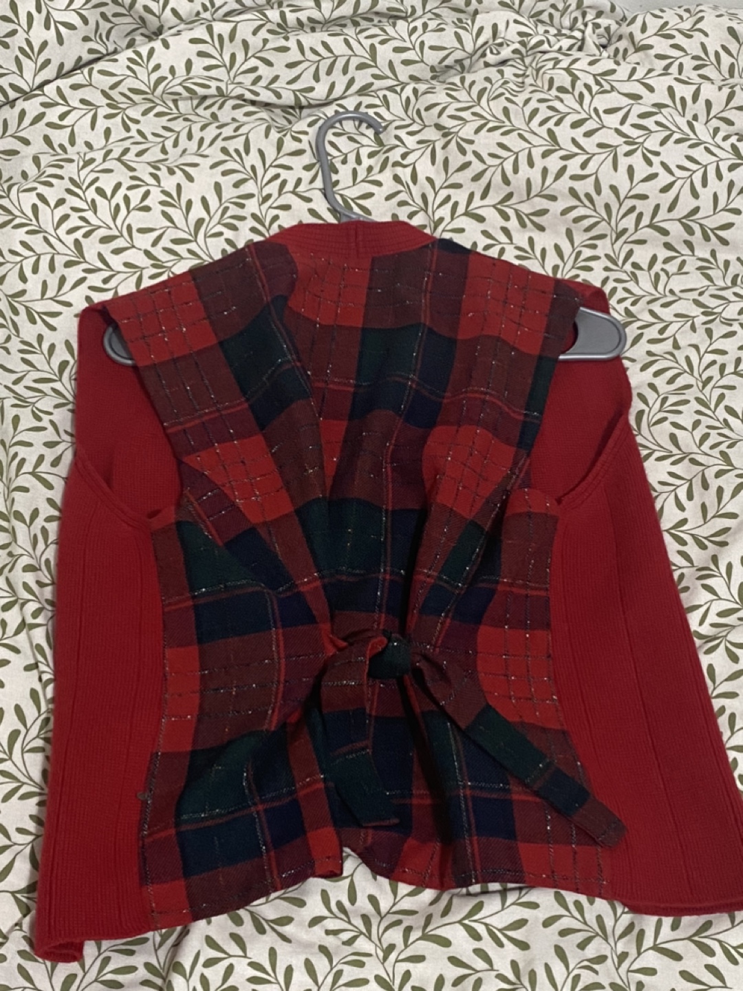 Vintage Red Knit Vest with Plaid Back - photo 3