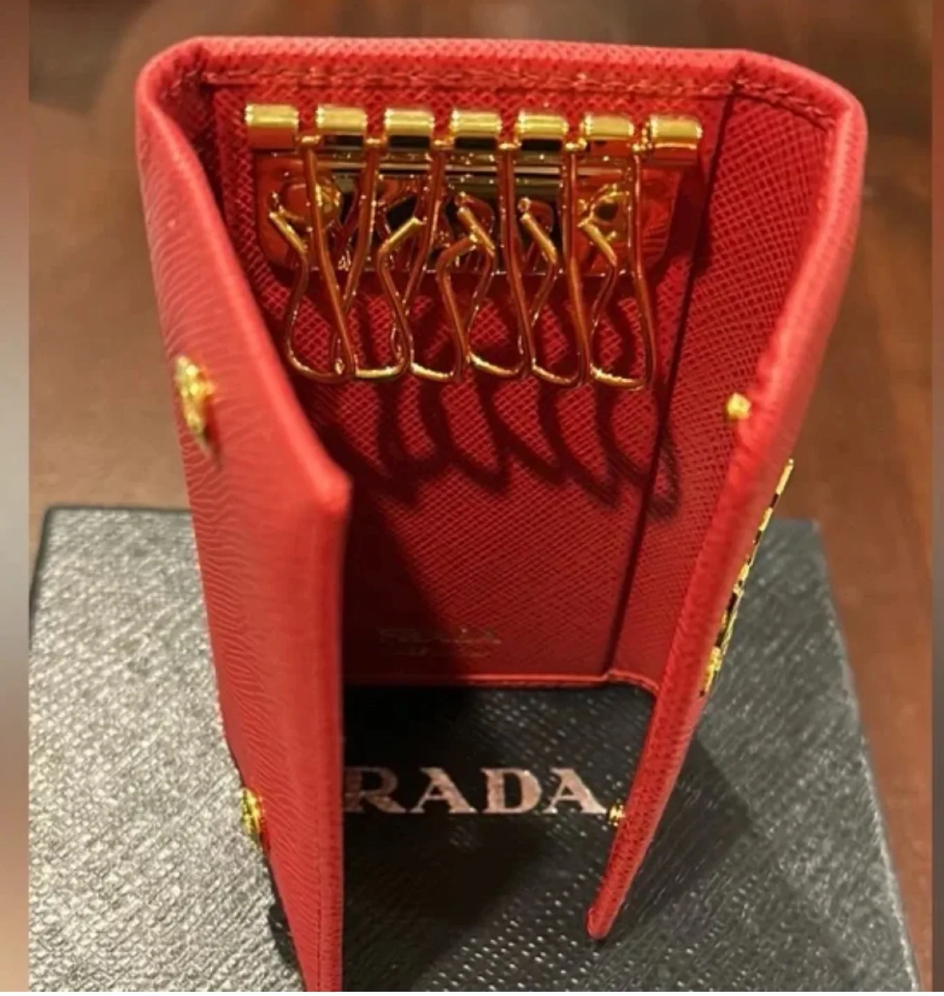 Authentic Prada Red Leather Key Case image indicator(3)