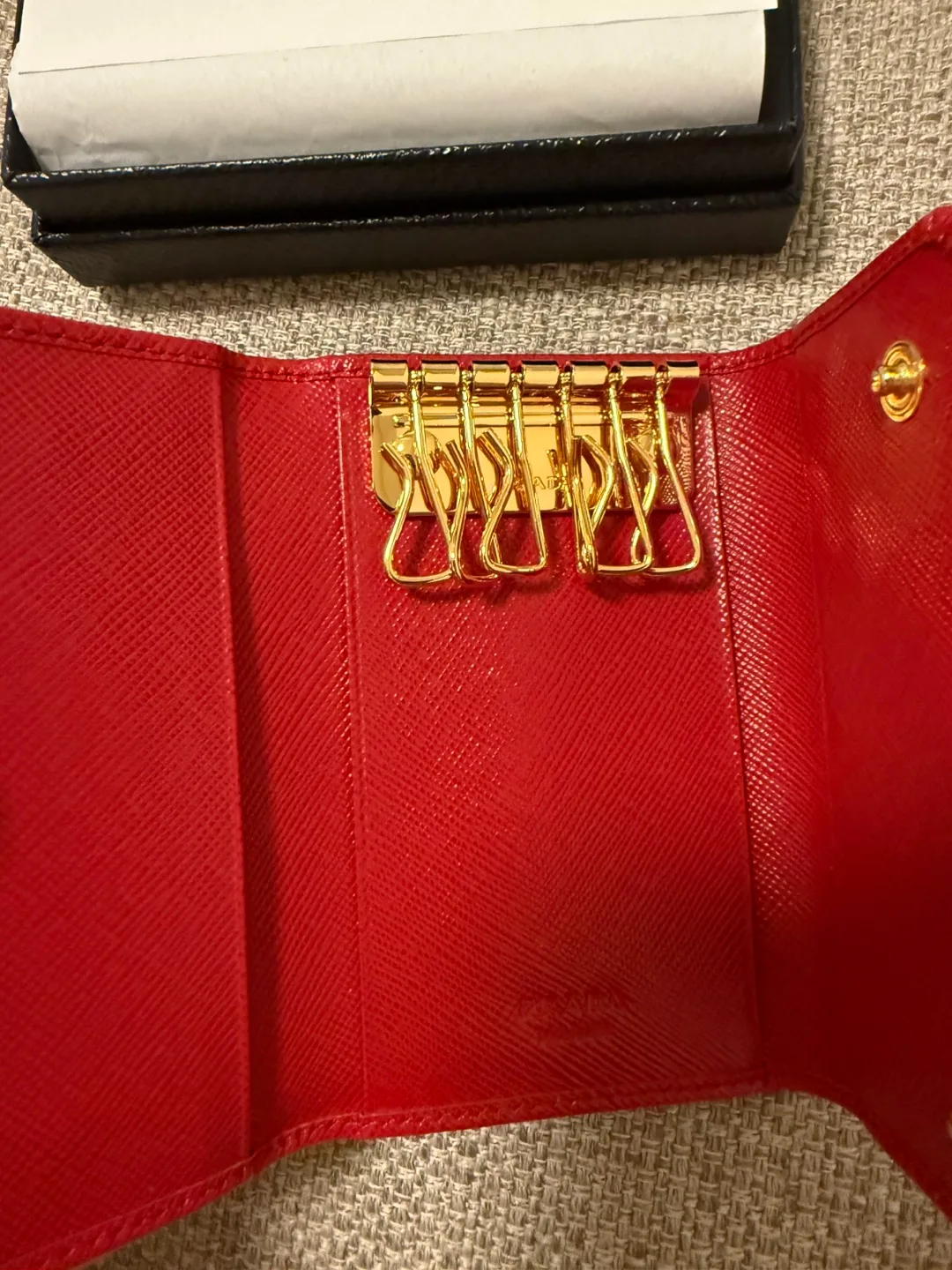 Authentic Prada Red Leather Key Case image indicator(4)