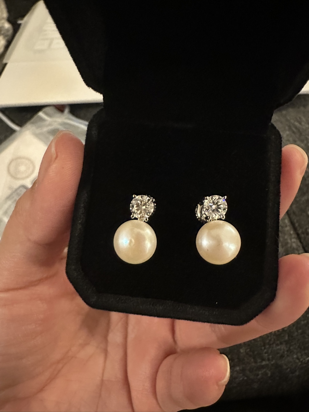 Moissanite Pearl Earrings