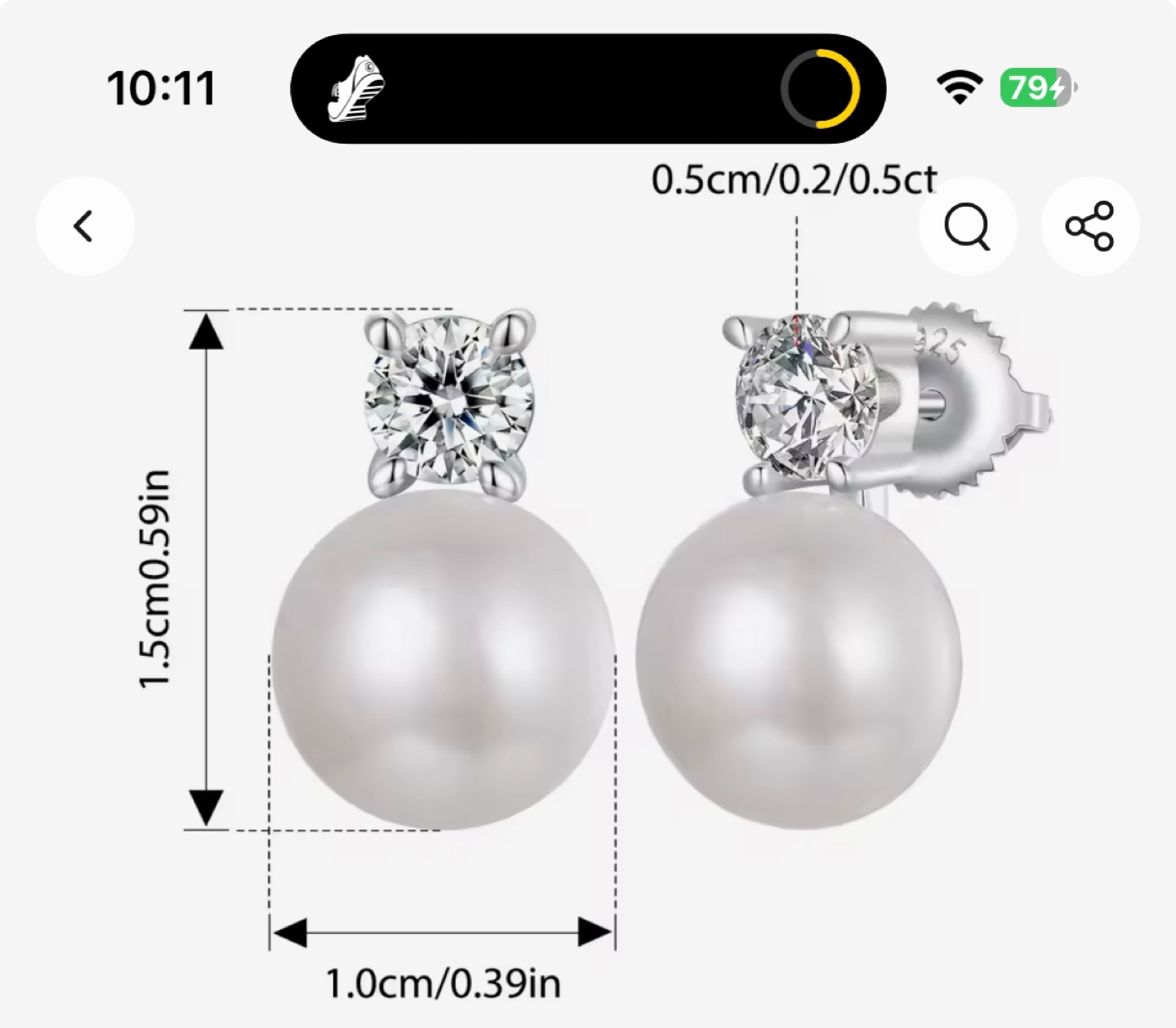 Moissanite Pearl Earrings - photo 4