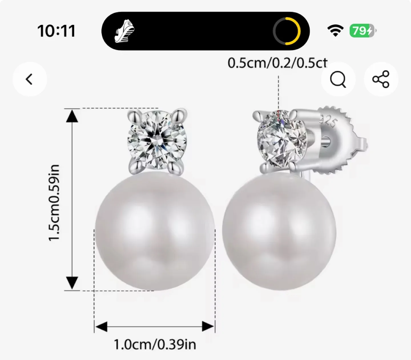 Moissanite Pearl Earrings image indicator(4)
