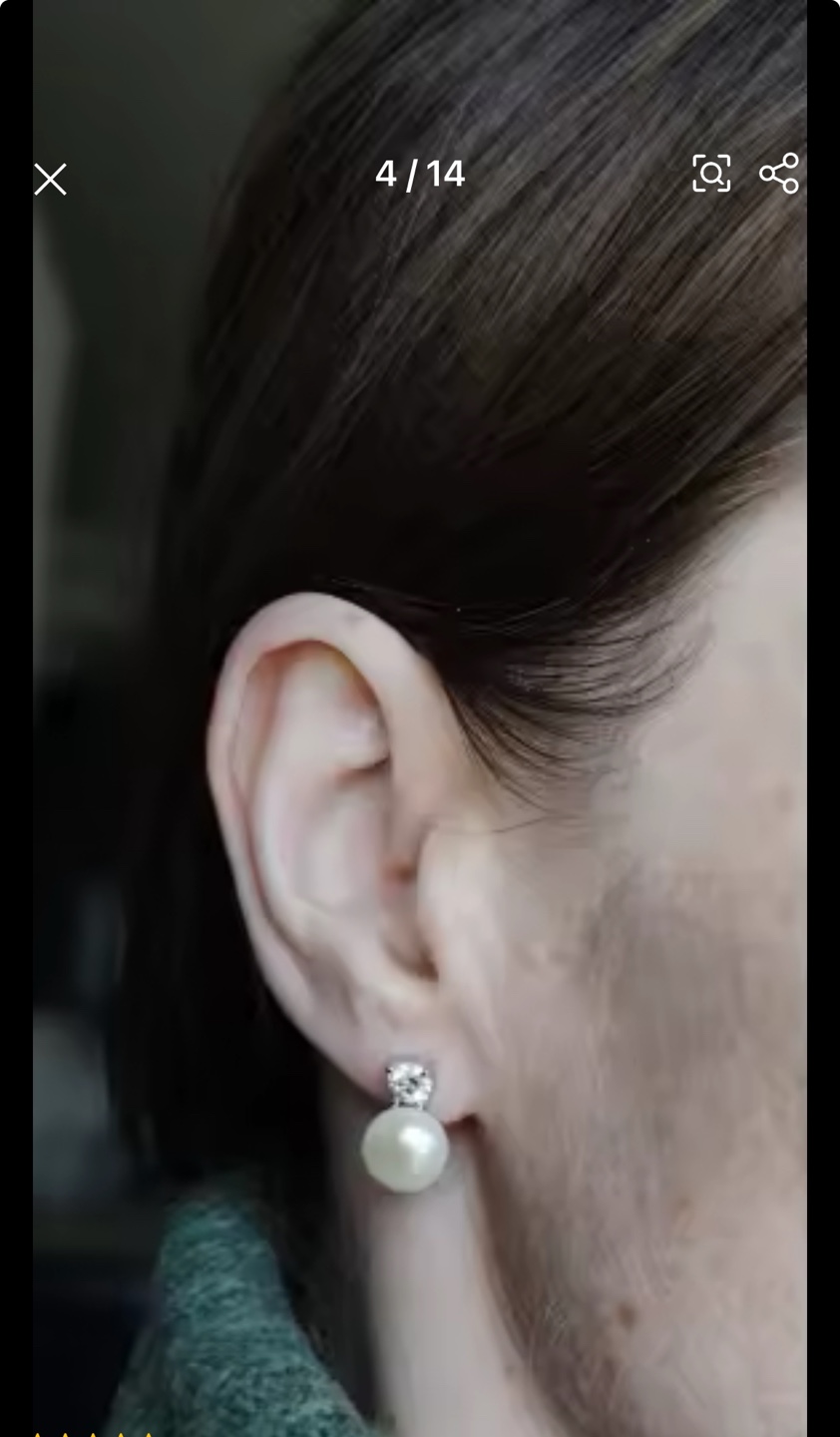 Moissanite Pearl Earrings - photo 5