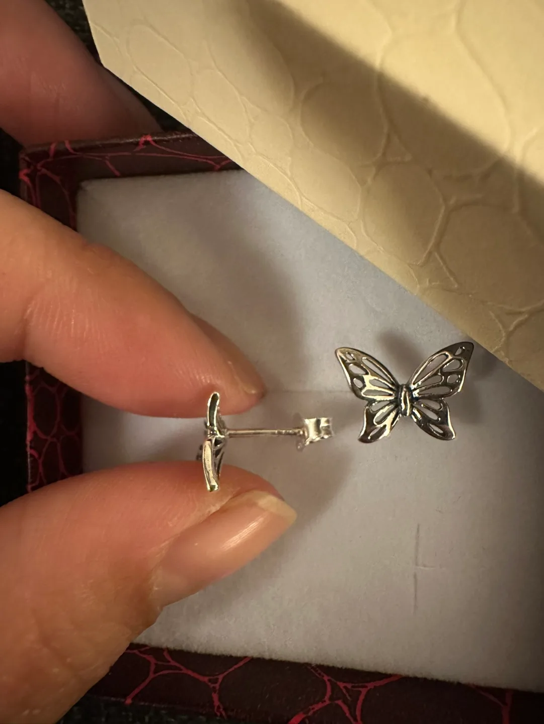 Silver Butterfly Stud Earrings image indicator(2)