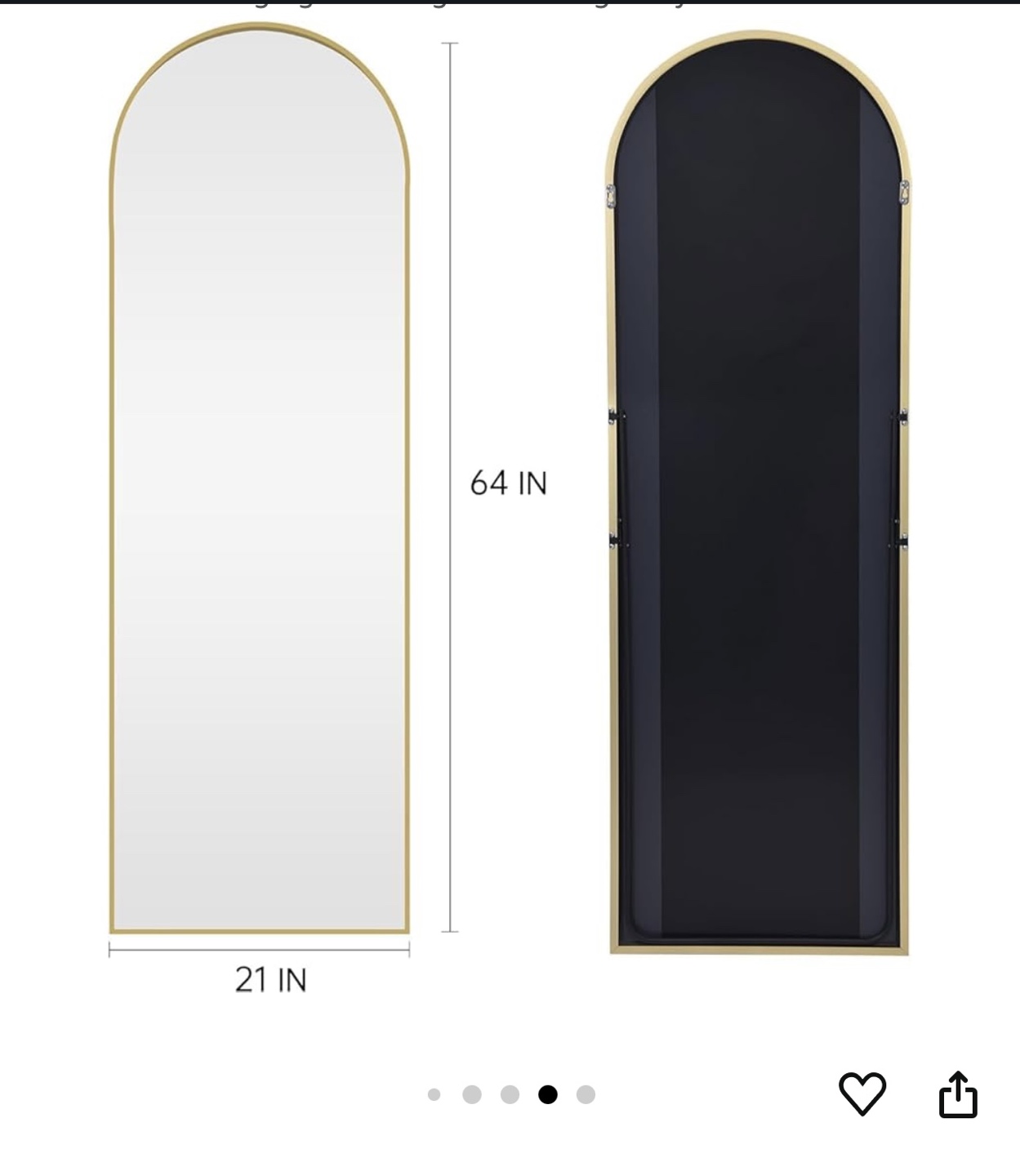 Full-Length Arch Mirror - Gold Frame - photo 5
