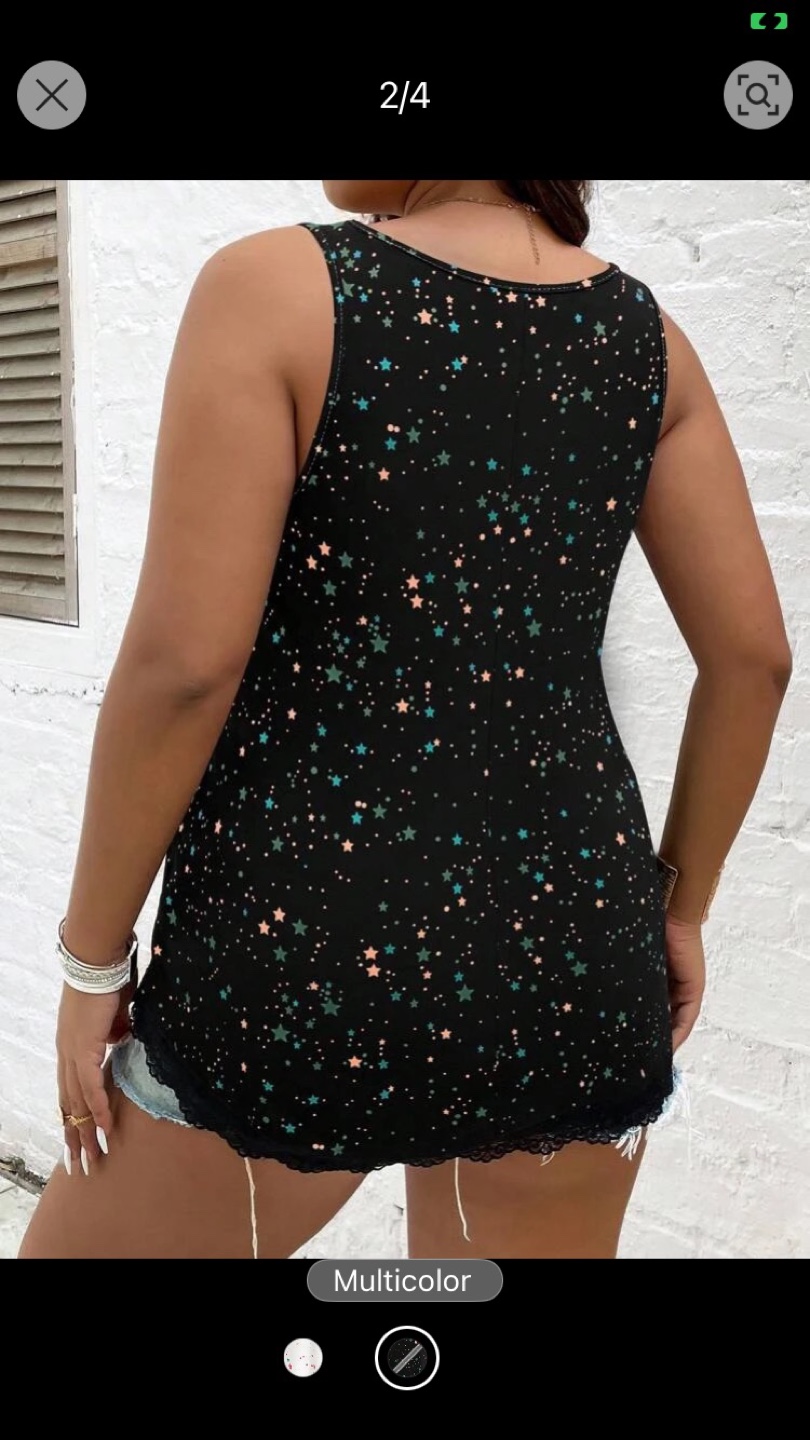 Orange & Green Star Printed Sleeveless top Size 1XL - photo 2