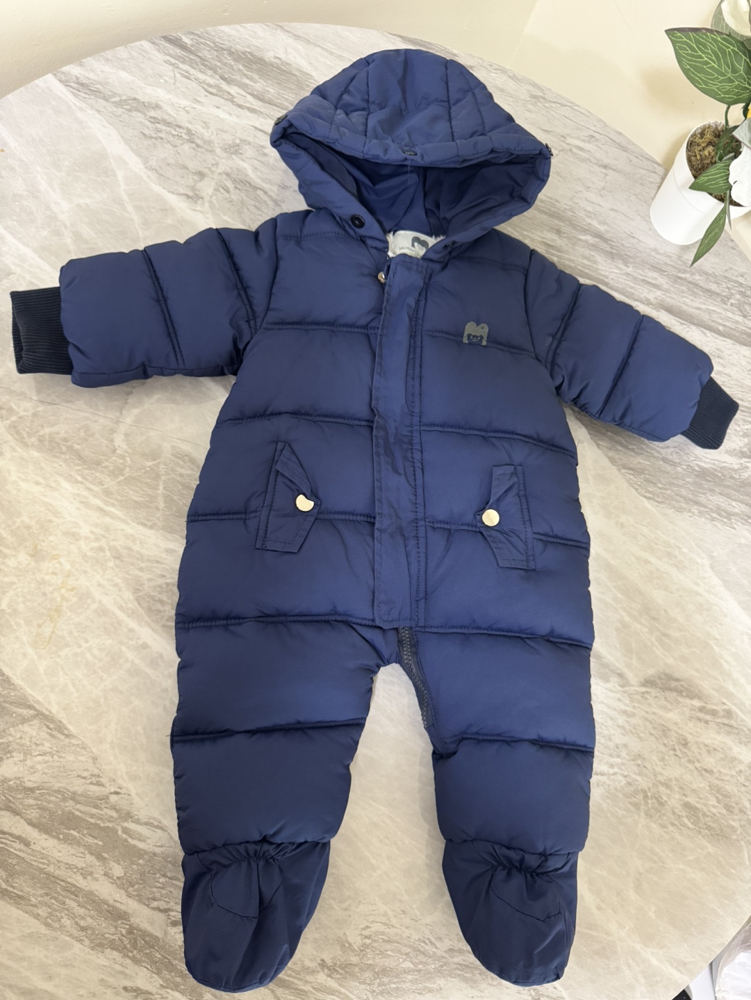 Baby Boy's Navy Blue Puffer Snowsuit