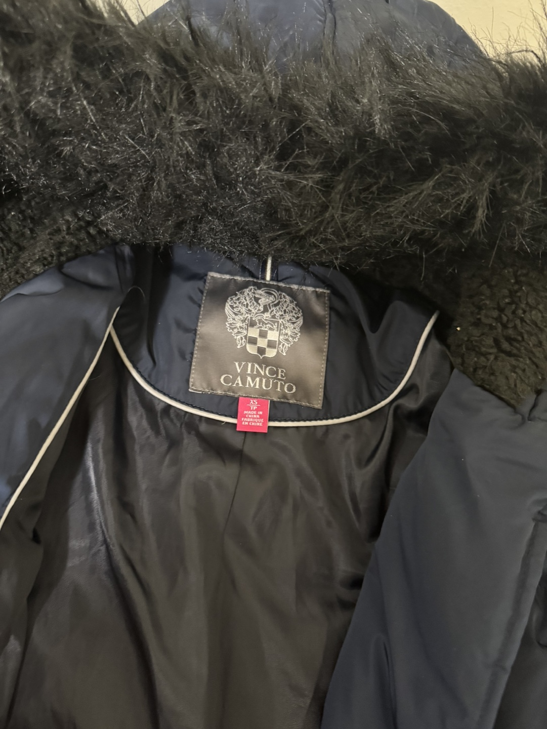 Vince Camuto Women's Navy Blue Puffer Jacket with Faux Fur Hood - photo 2